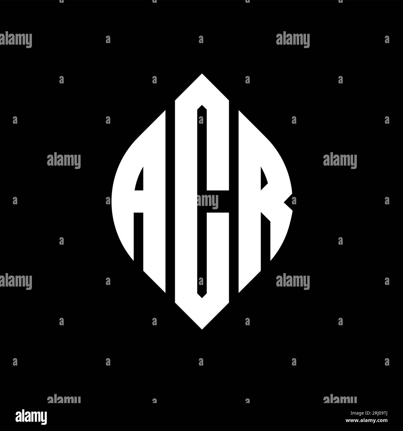 ACR-Logodesign mit kreisförmigem Buchstaben und Ellipsenform. ACR-Ellipsenbuchstaben im typografischen Stil. Die drei Initialen bilden ein kreisförmiges Logo. ACR-CI Stock Vektor