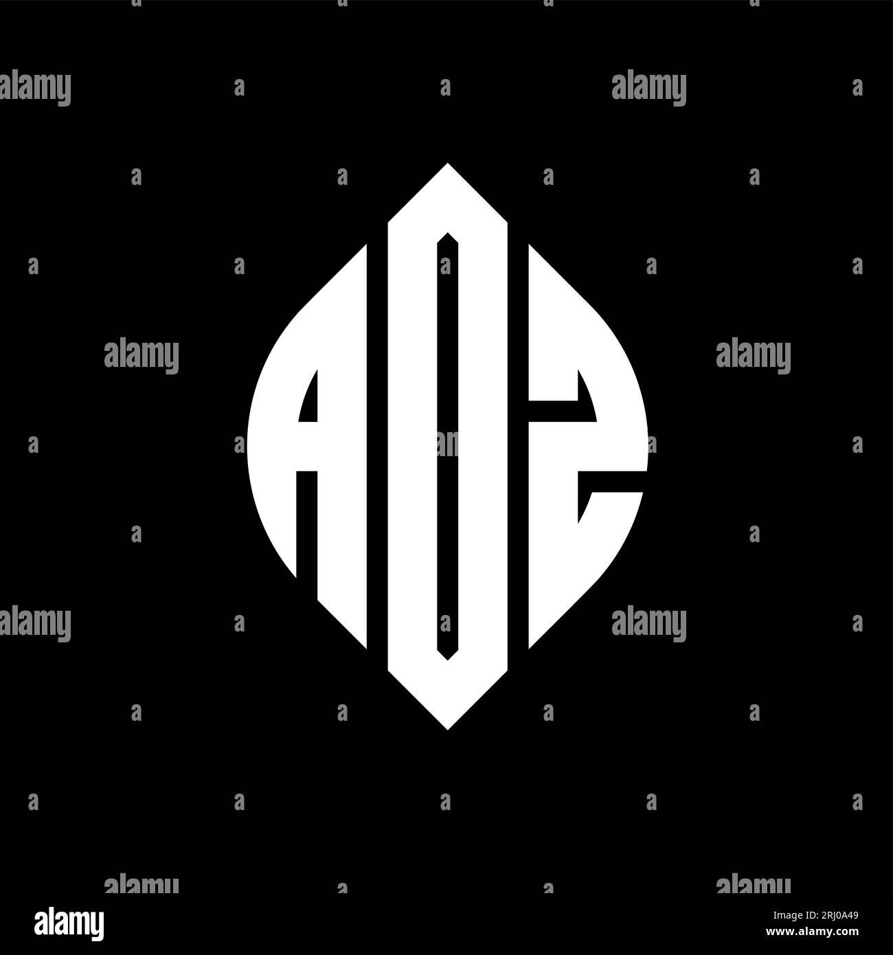 ADZ-Logo mit kreisförmigem Buchstaben, Kreis- und Ellipsenform. ADZ-Ellipsenbuchstaben im typografischen Stil. Die drei Initialen bilden ein kreisförmiges Logo. ADZ CI Stock Vektor