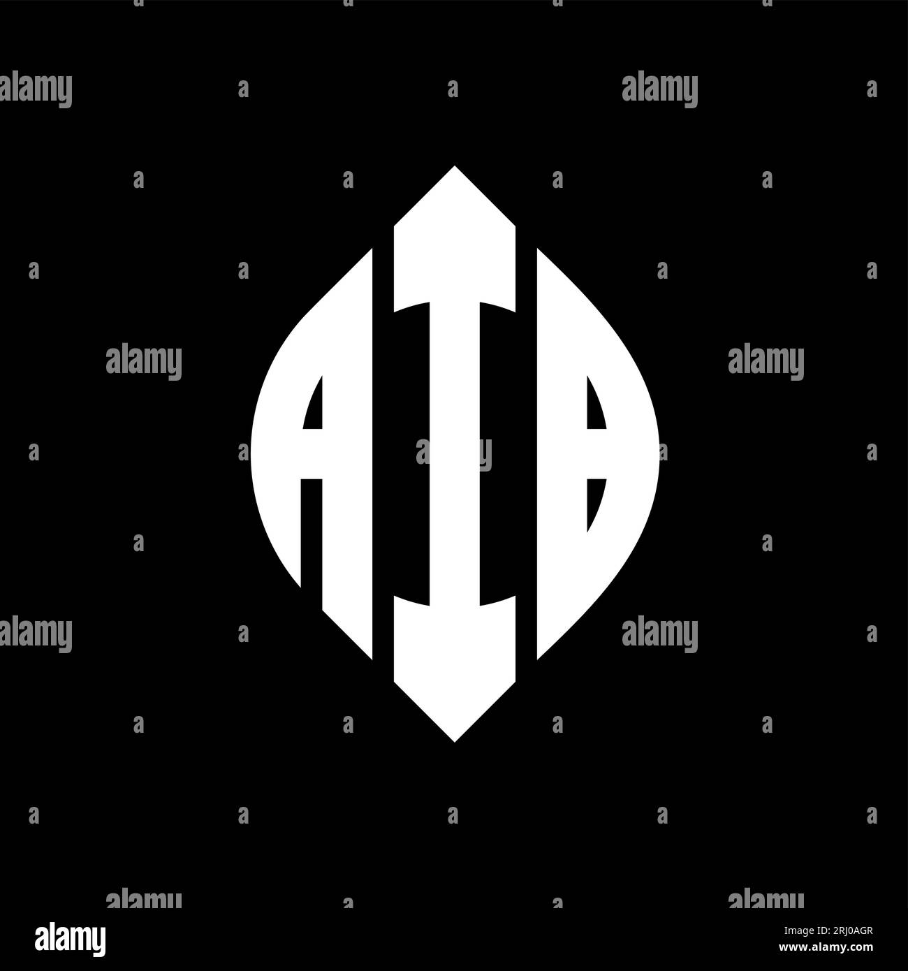 AIB kreisförmiges Logo mit Kreis- und Ellipsenform. AIB-Ellipsenbuchstaben im typografischen Stil. Die drei Initialen bilden ein kreisförmiges Logo. AIB CI Stock Vektor