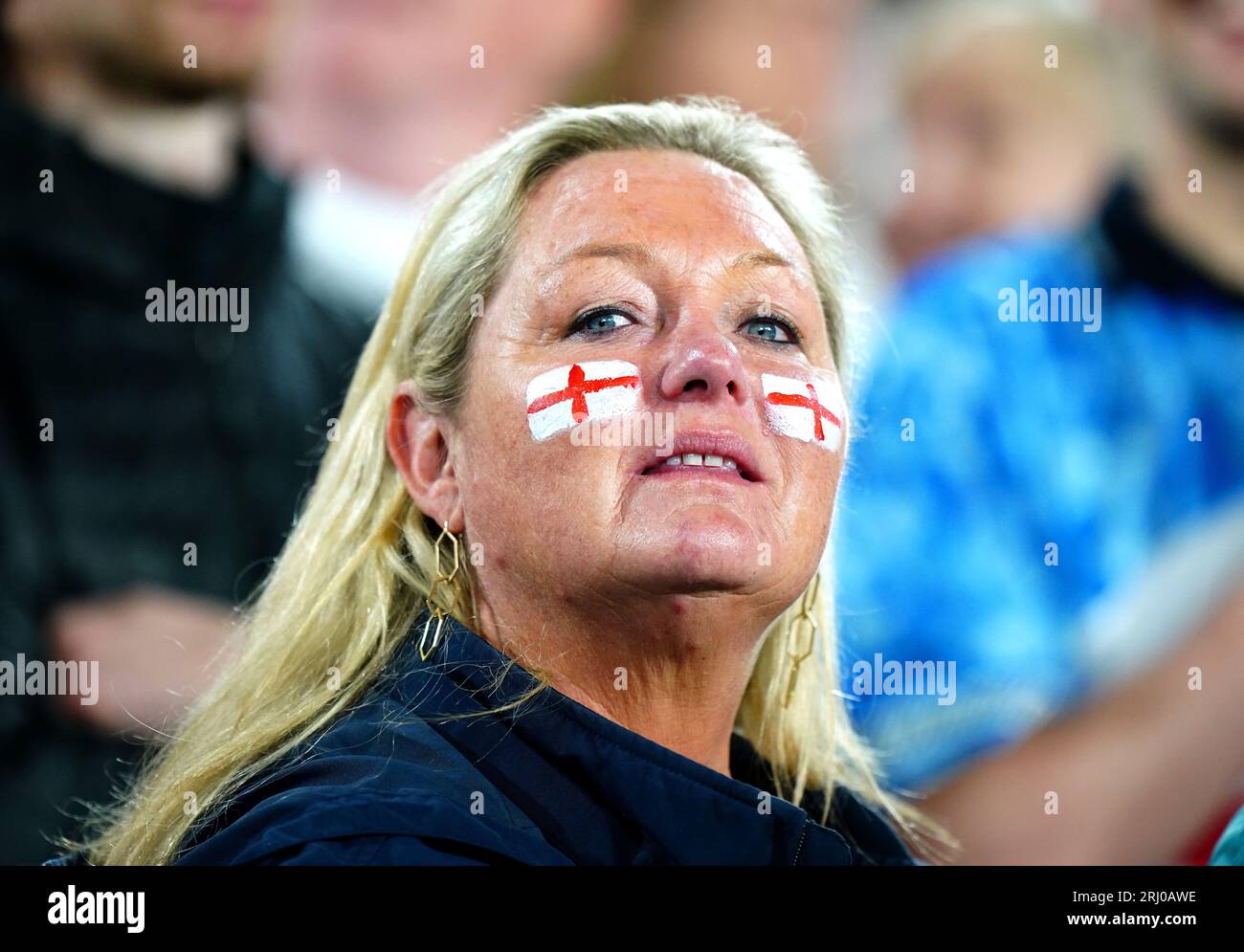Ein England-Fan vor dem Endspiel der FIFA Frauen-Weltmeisterschaft im Stadion Australien, Sydney. Bilddatum: Sonntag, 20. August 2023. Stockfoto