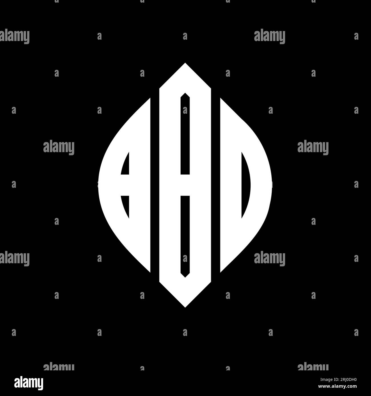BBO-Logo mit kreisförmigem Buchstaben und Ellipsenform. BBO-Ellipsenbuchstaben im typografischen Stil. Die drei Initialen bilden ein kreisförmiges Logo. BBO CI Stock Vektor