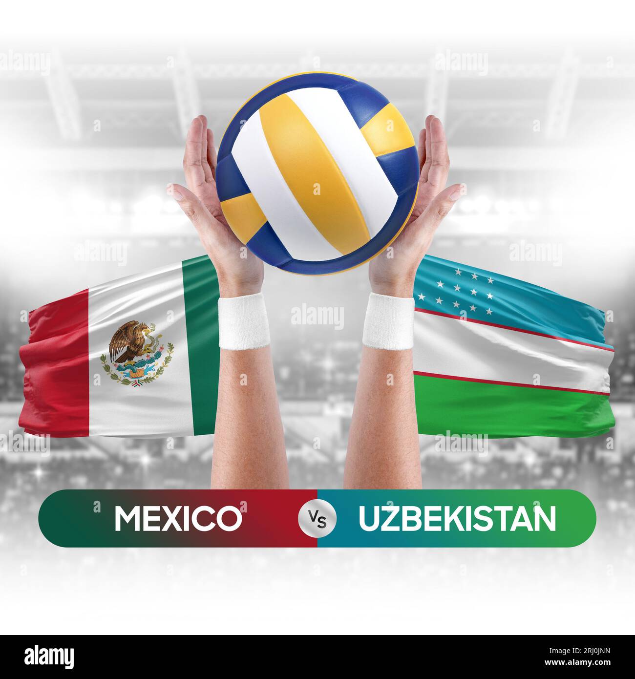 Mexiko gegen Usbekistan Nationalmannschaften Volleyballspiel Konzept  Stockfotografie - Alamy