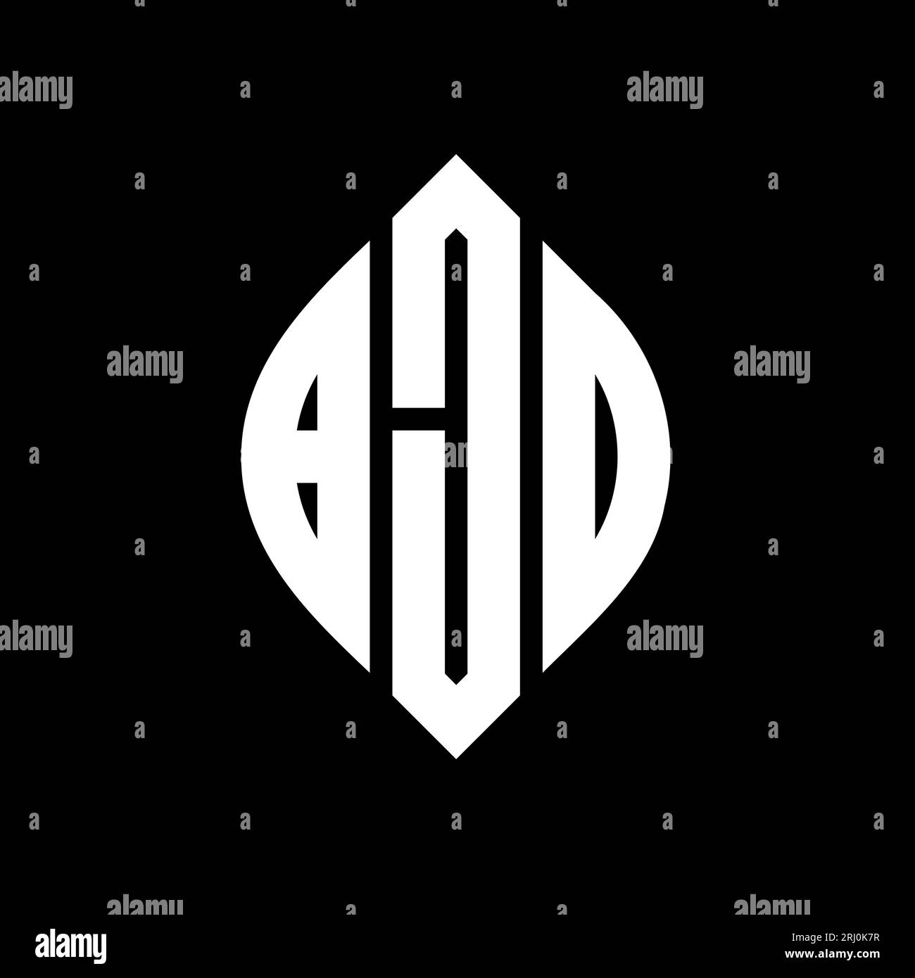 BJD kreisförmiges Logo mit Kreis- und Ellipsenform. BJD-Ellipsenbuchstaben im typografischen Stil. Die drei Initialen bilden ein kreisförmiges Logo. BJD CI Stock Vektor