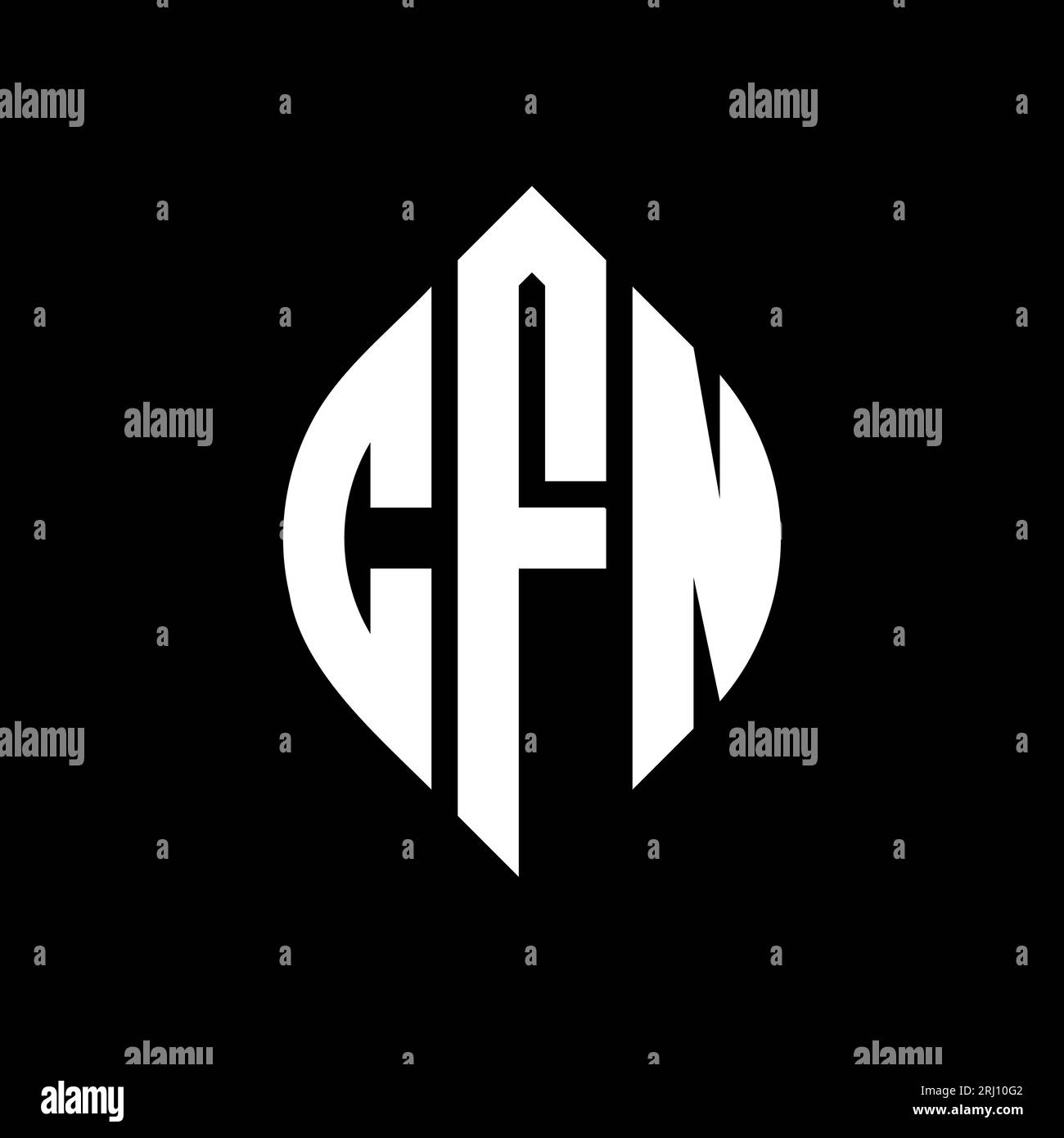CFN-Logo mit kreisförmigem Buchstaben und Ellipsenform. CFN-Ellipsenbuchstaben im typografischen Stil. Die drei Initialen bilden ein kreisförmiges Logo. CFN CI Stock Vektor