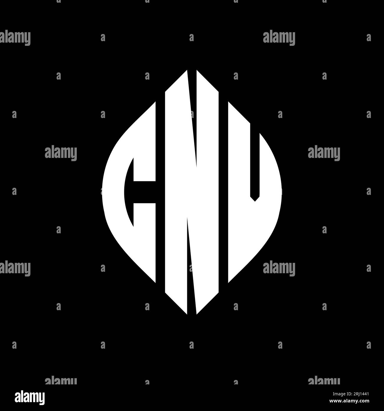 CNV-kreisförmiges Logo mit Kreis- und Ellipsenform. CNV-Ellipsenbuchstaben im typografischen Stil. Die drei Initialen bilden ein kreisförmiges Logo. CNV CI Stock Vektor