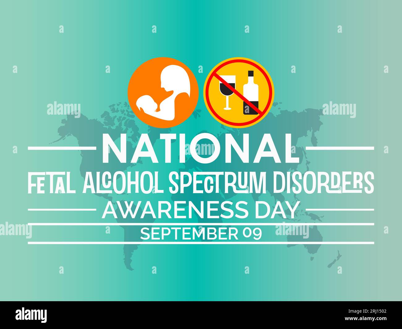 Der National Fetal Alcohol Spectrum Disorders (FASD) Awareness Day (nationaler Tag für die Erforschung des fetalen Alkoholspektrums) weckt Mitgefühl, Bildung und Hoffnung. Lichtstrahlen auf vermeidbare Schadensvektorillust Stock Vektor