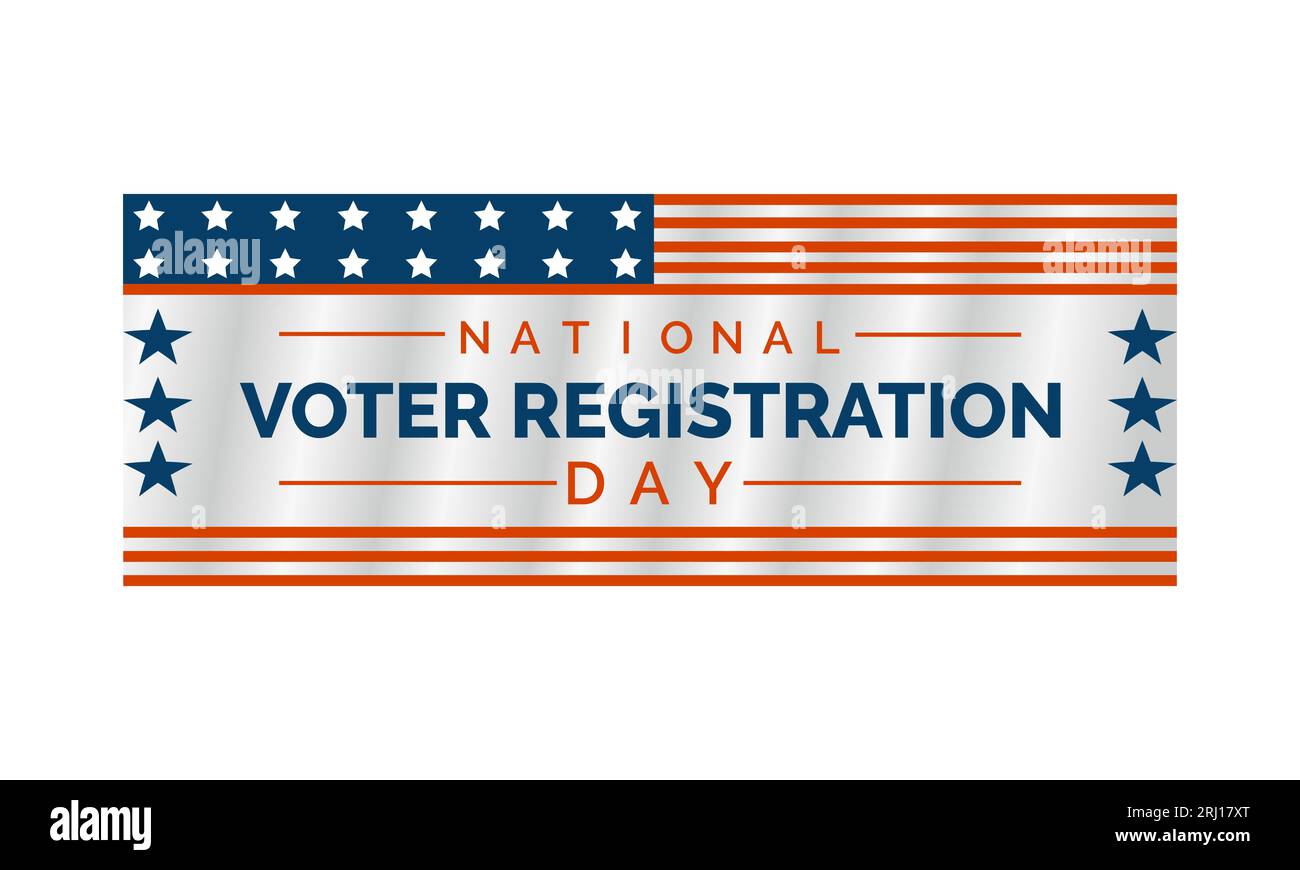 Der National Voter Registration Day fördert die Beteiligung der Bürger und das Wahlengagement. Empowering Democracy Vector-Bannervorlage. Stock Vektor