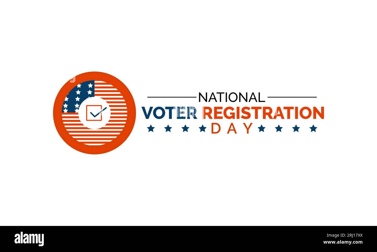 Der National Voter Registration Day fördert die Beteiligung der Bürger und das Wahlengagement. Empowering Democracy Vector-Bannervorlage. Stock Vektor
