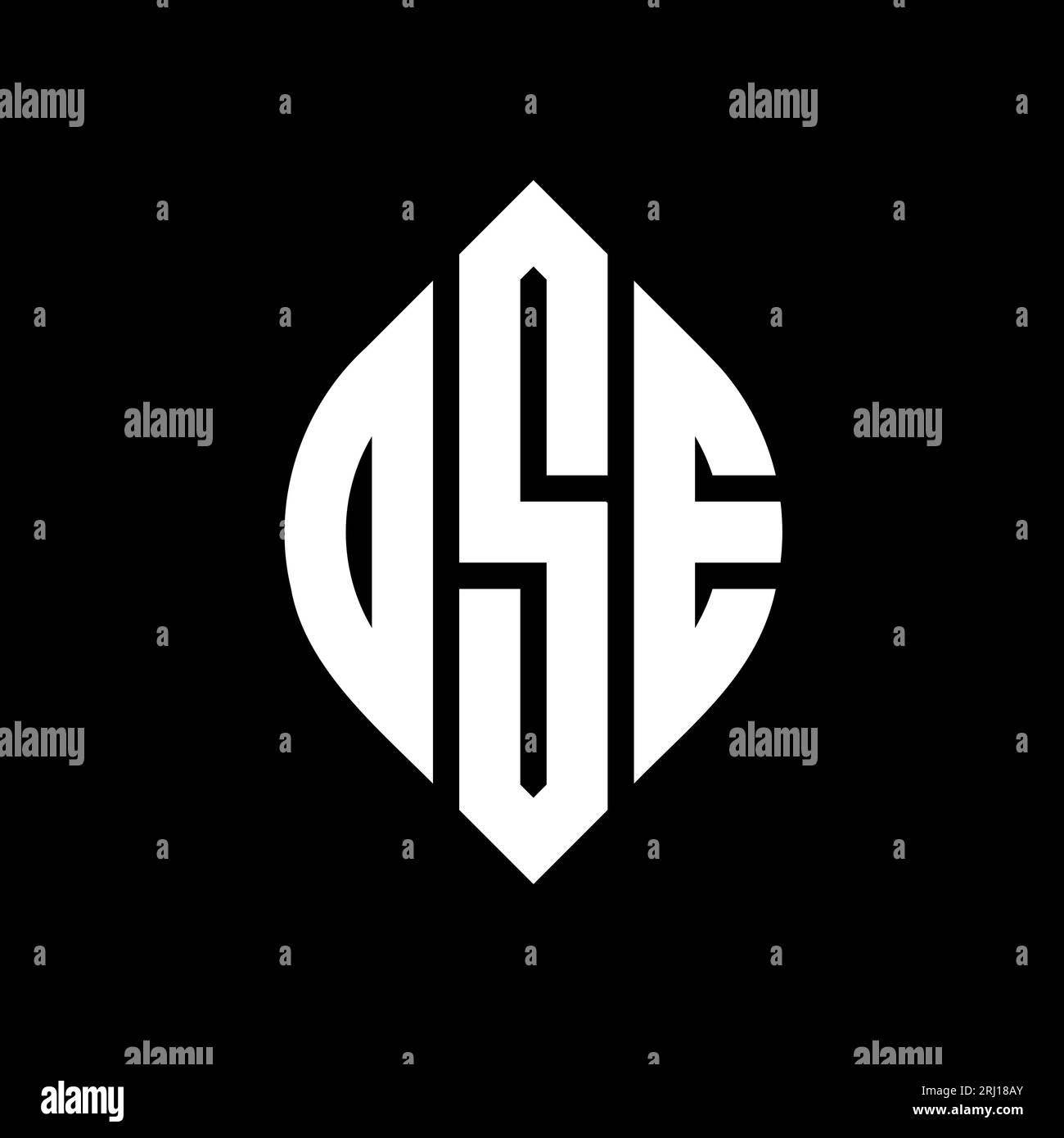 DSE-Logo mit kreisförmigem Buchstaben und Ellipsenform. DSE-Ellipsenbuchstaben im typografischen Stil. Die drei Initialen bilden ein kreisförmiges Logo. DSE-CI Stock Vektor