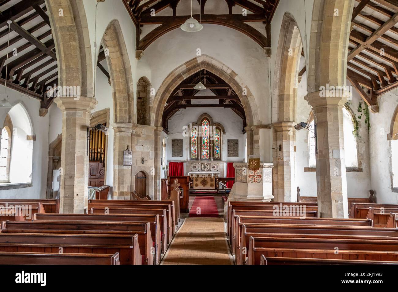 Das Innere der Church of St John the Baptist, Belleau, Lincolnshire, England, Vereinigtes Königreich Stockfoto