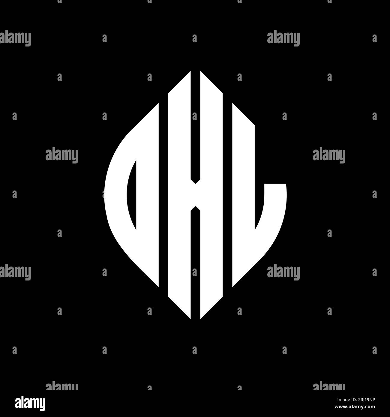 DXL-Logodesign mit kreisförmigem Buchstaben und Ellipsenform. DXL-Ellipsenbuchstaben im typografischen Stil. Die drei Initialen bilden ein kreisförmiges Logo. DXL CI Stock Vektor