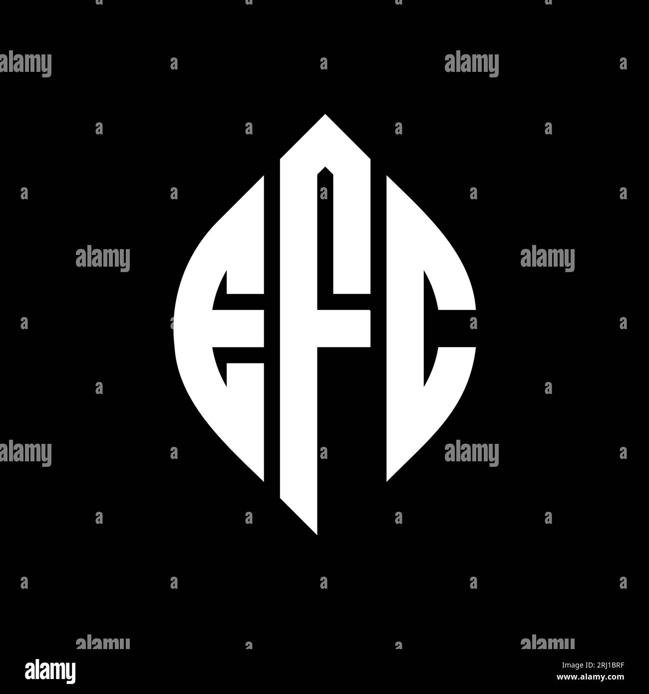EFC-Logodesign mit kreisförmigem Buchstaben und Ellipsenform. EFC-Ellipsenbuchstaben im typografischen Stil. Die drei Initialen bilden ein kreisförmiges Logo. EFC CI Stock Vektor
