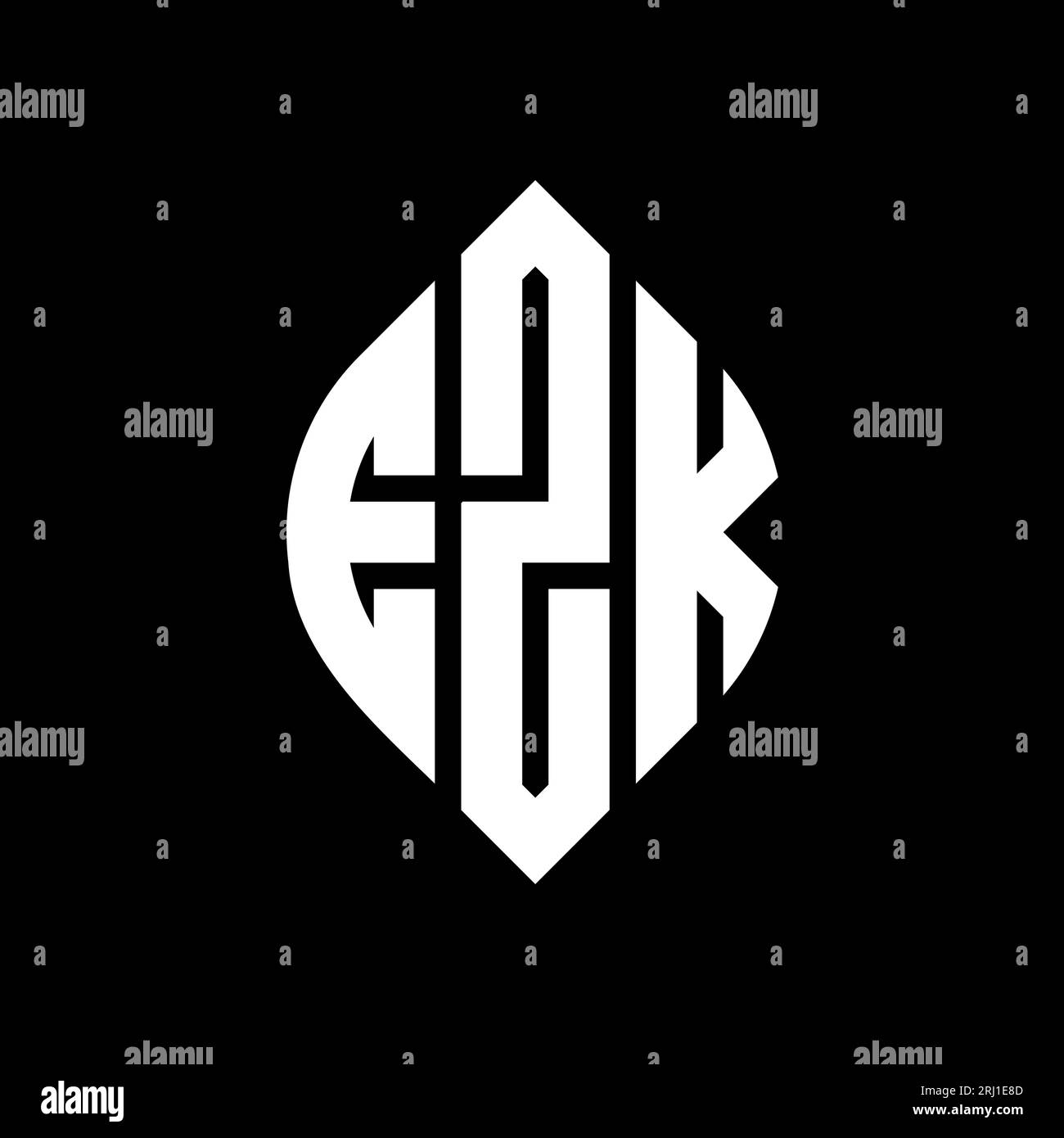 EZK kreisförmiges Logo mit Kreis- und Ellipsenform. EZK-Ellipsenbuchstaben im typografischen Stil. Die drei Initialen bilden ein kreisförmiges Logo. EZK CI Stock Vektor