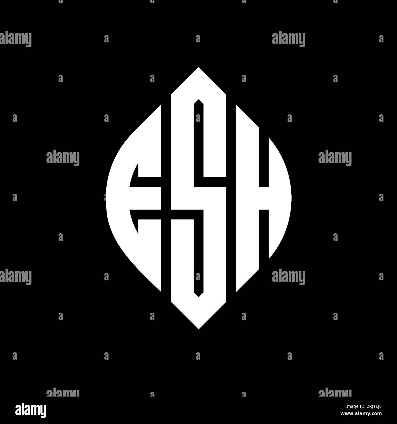 Design mit kreisförmigem Logo in Kreis- und Ellipsenform. Ellipsenbuchstaben im typografischen Stil. Die drei Initialen bilden ein kreisförmiges Logo. ESH CI Stock Vektor