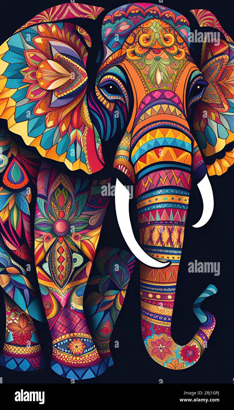 Mehrfarbige Elephant-Illustration Stockfoto