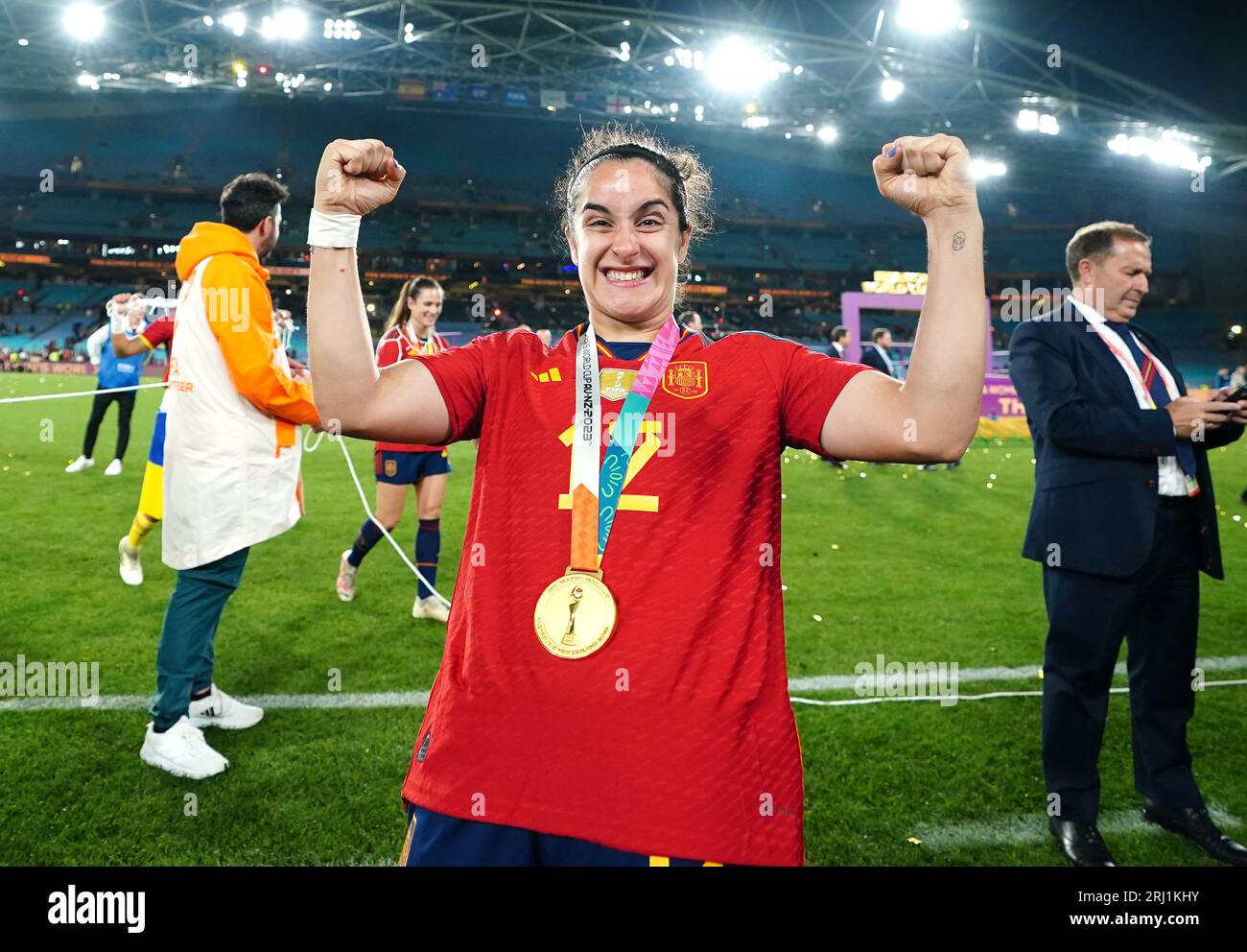 Spaniens Oihane Hernandez feiert nach dem Endspiel der FIFA-Frauen-Weltmeisterschaft im Stadion Australien, Sydney. Bilddatum: Sonntag, 20. August 2023. Stockfoto