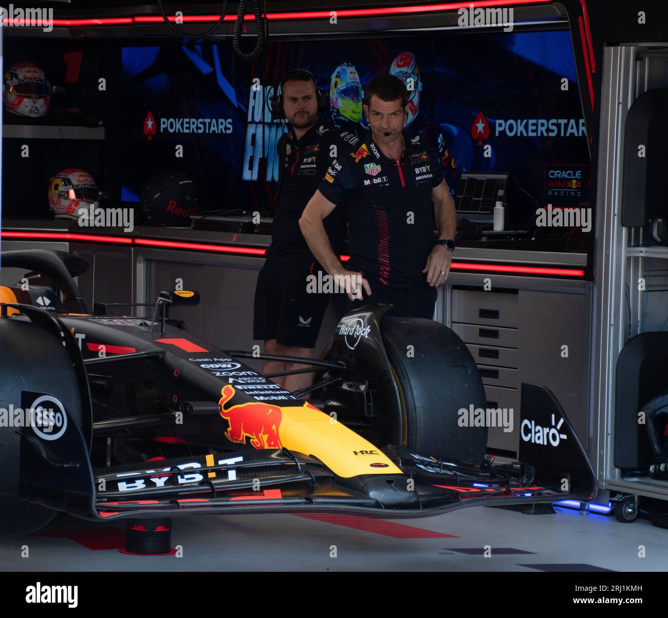 Red Bull F1-Stand während des Monaco GP-Qualifyings 2023 Stockfoto