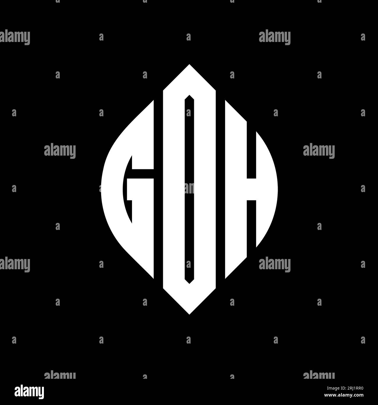 GDH kreisförmiges Logo mit Kreis- und Ellipsenform. GDH-Ellipsenbuchstaben im typografischen Stil. Die drei Initialen bilden ein kreisförmiges Logo. GDH CI Stock Vektor