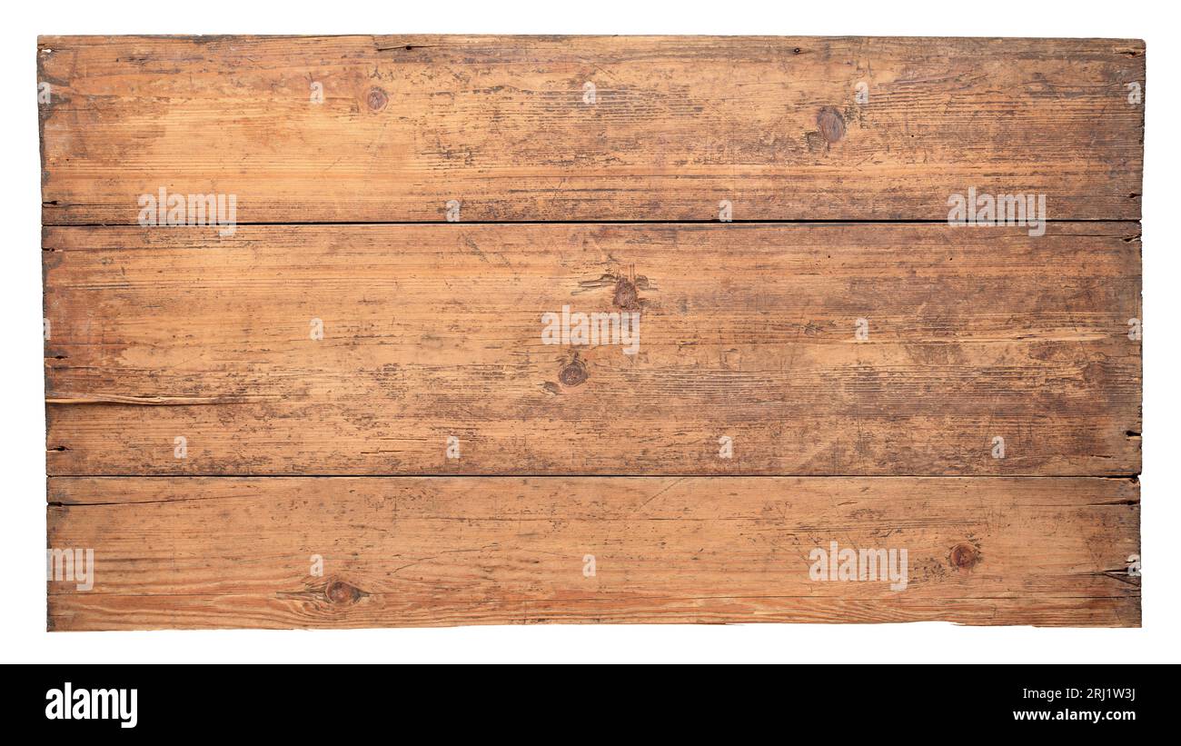 Holzstruktur. Vintage-Board-Oberfläche isoliert auf weißem Hintergrund Stockfoto