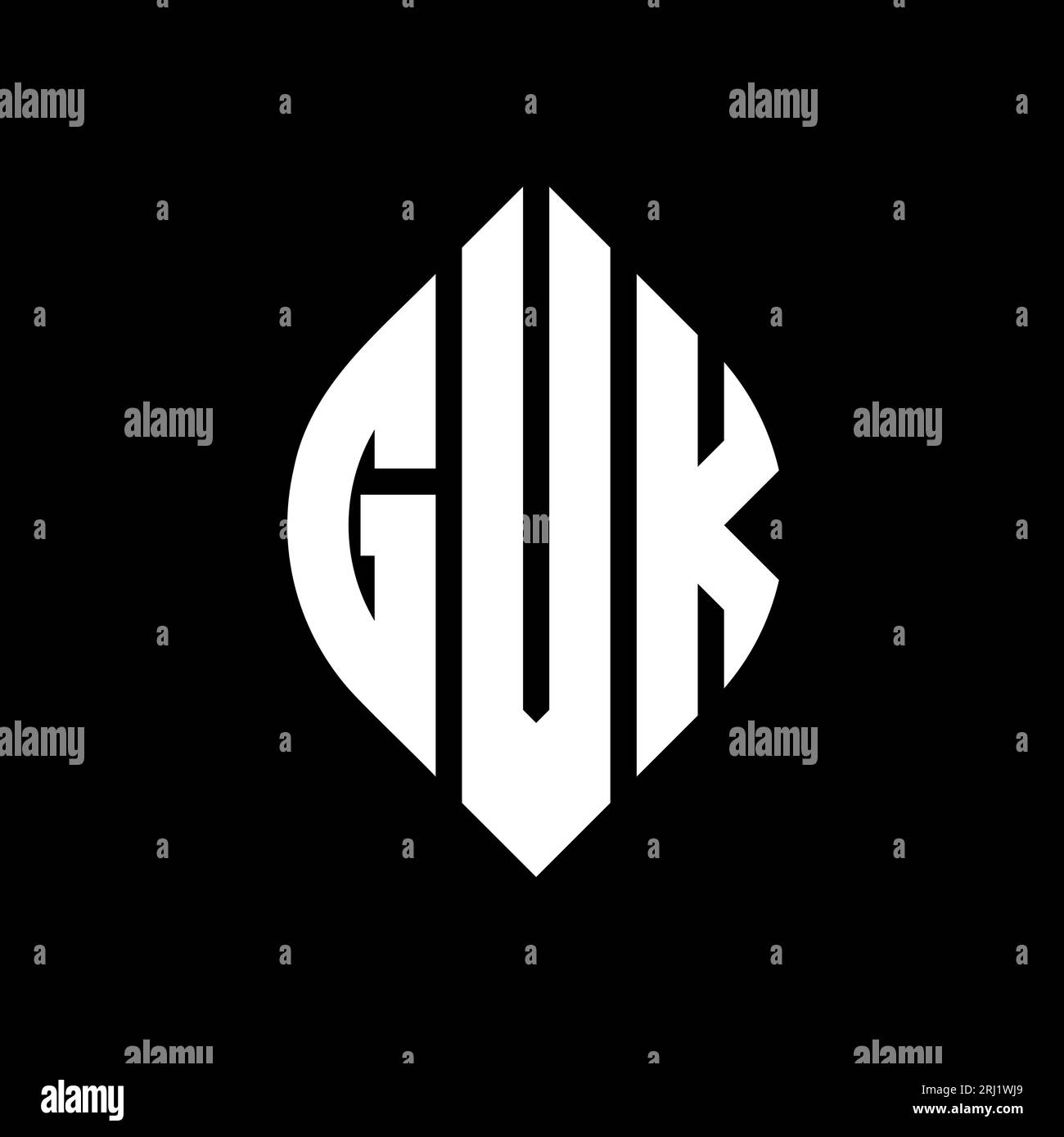 GVK kreisförmiges Logo mit Kreis- und Ellipsenform. GVK-Ellipsenbuchstaben im typografischen Stil. Die drei Initialen bilden ein kreisförmiges Logo. GVK CI Stock Vektor