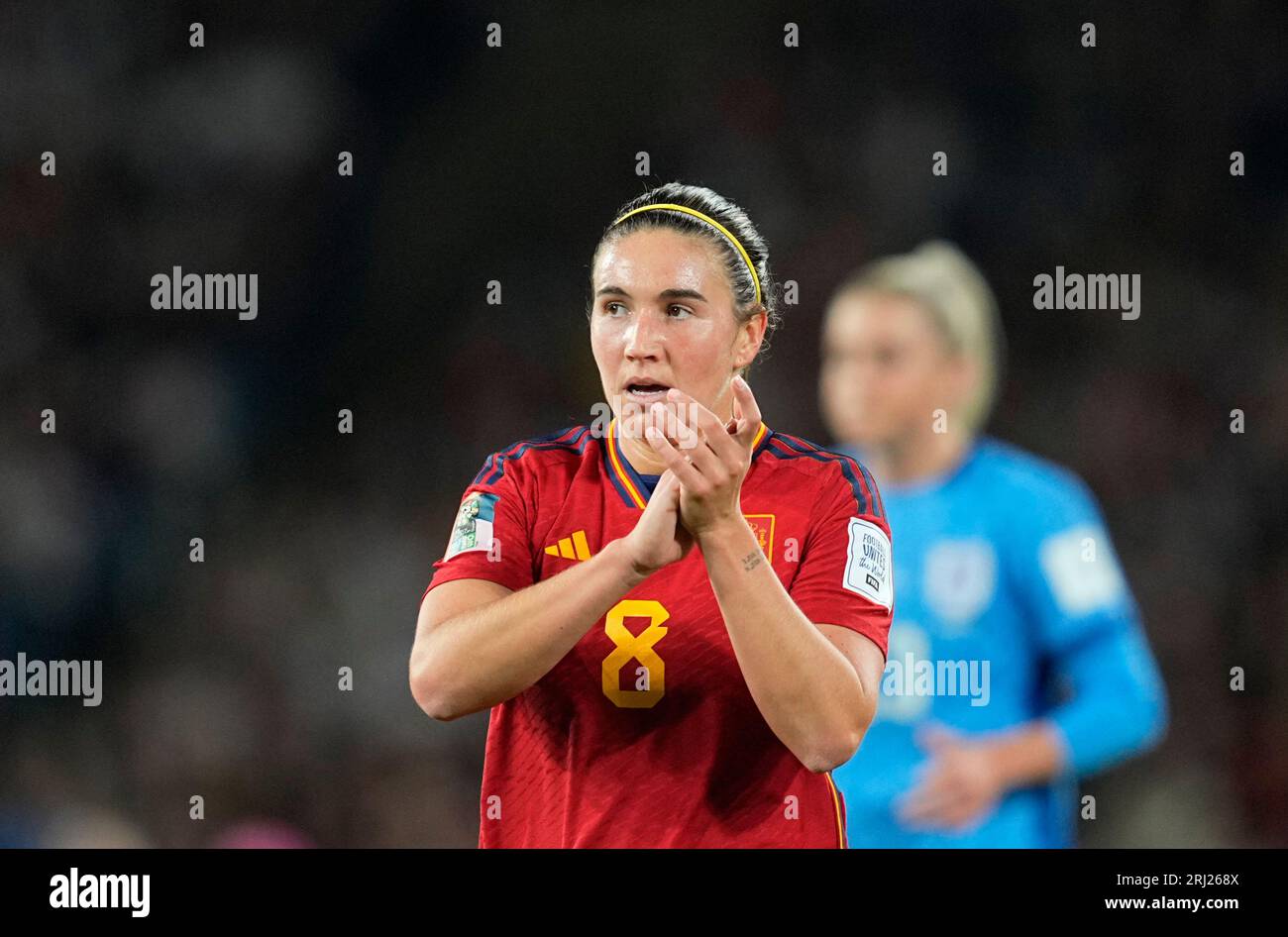 20. August 2023: Mariona Caldentey (Spanien) zeigt während eines Finalspiels der FIFA-Frauen-Weltmeisterschaft, Spanien gegen England, im Olympiastadion Sydney, Australien. Kim Price/CSM Stockfoto