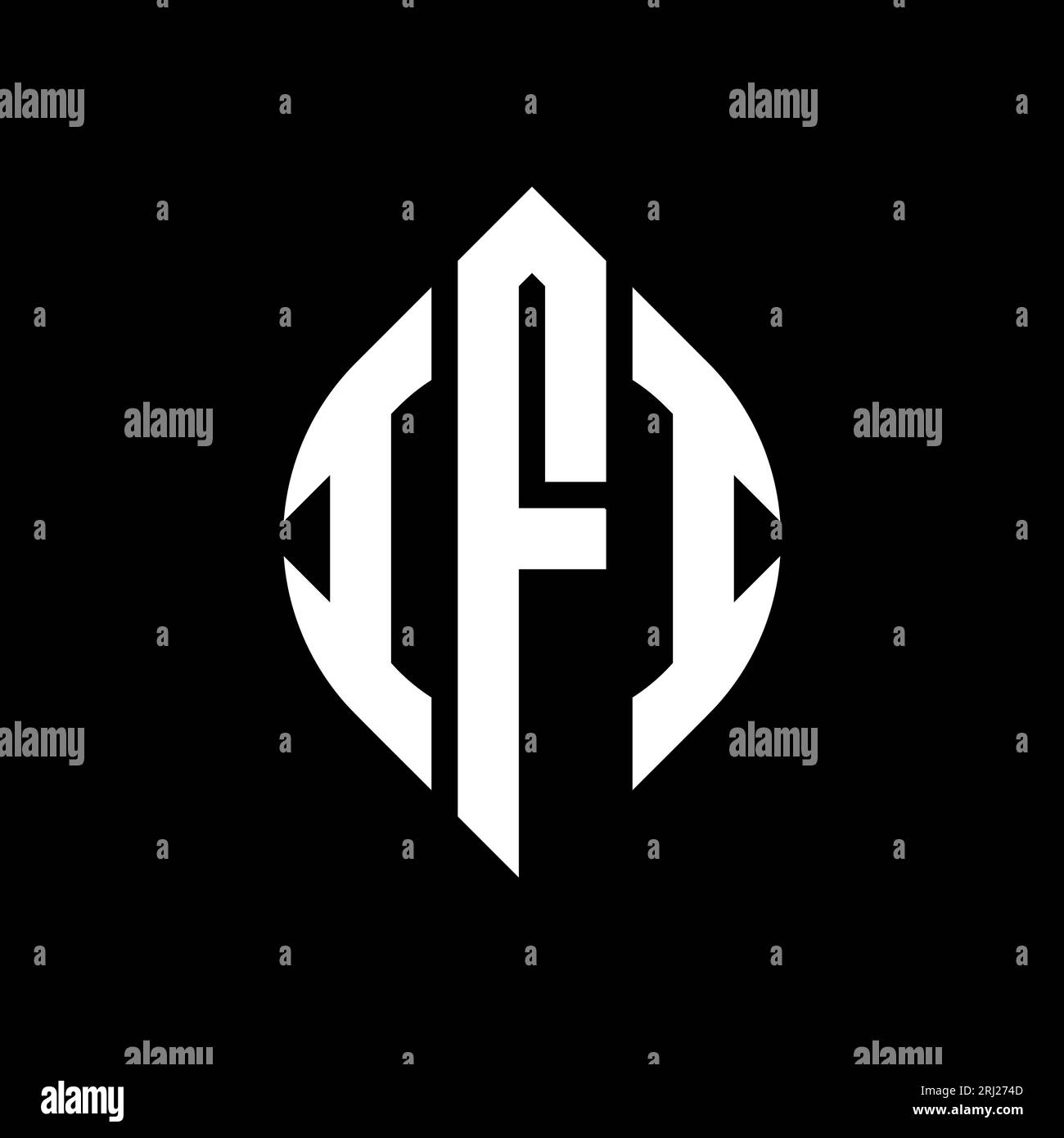IFI kreisförmiges Logo mit Kreis- und Ellipsenform. IFI-Ellipsenbuchstaben im typografischen Stil. Die drei Initialen bilden ein kreisförmiges Logo. IFI CI Stock Vektor