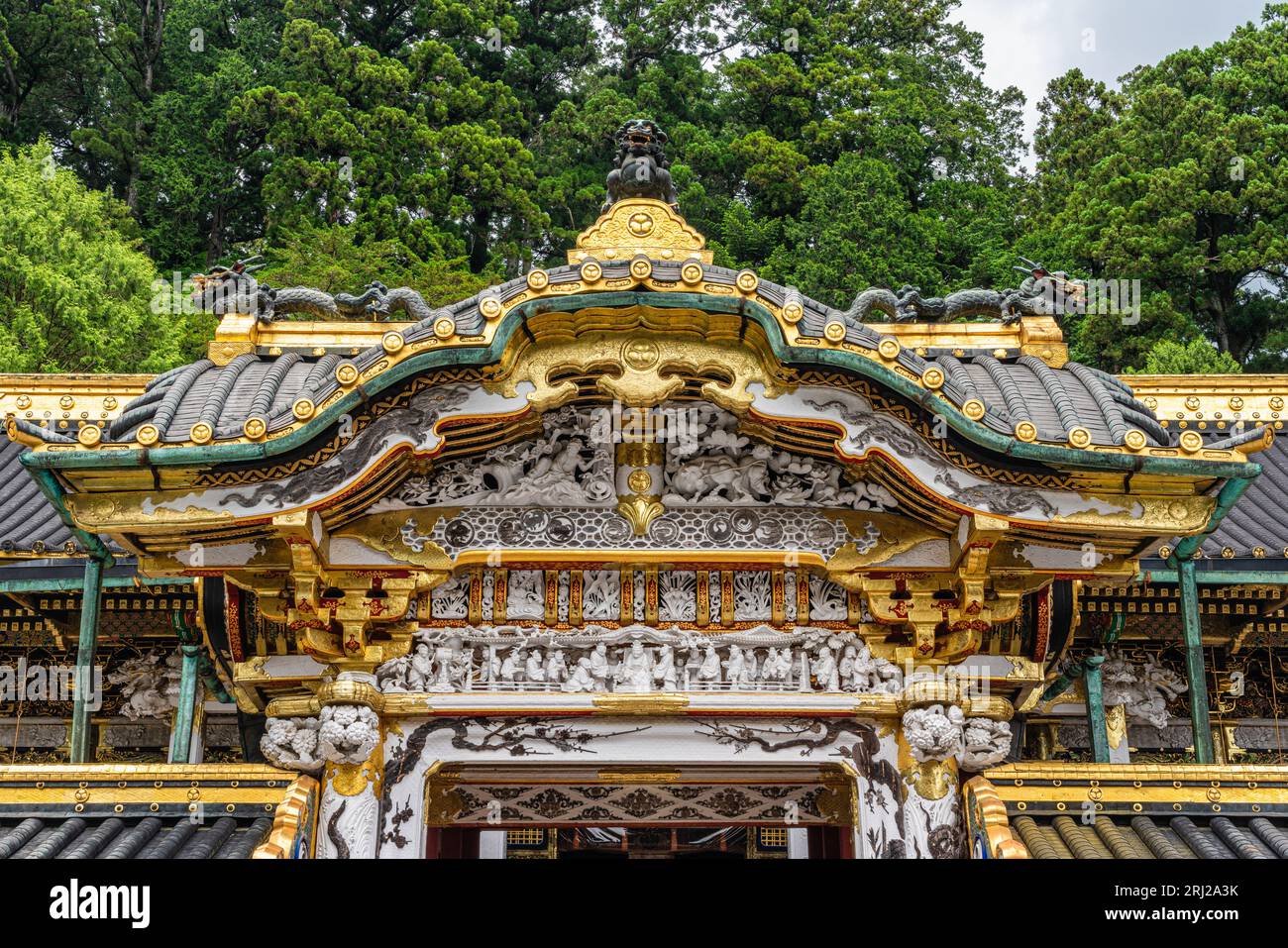 Die wunderbare Dekoration am Tosho-gu-Schrein in Nikko. Präfektur Tochigi, Japan. Stockfoto