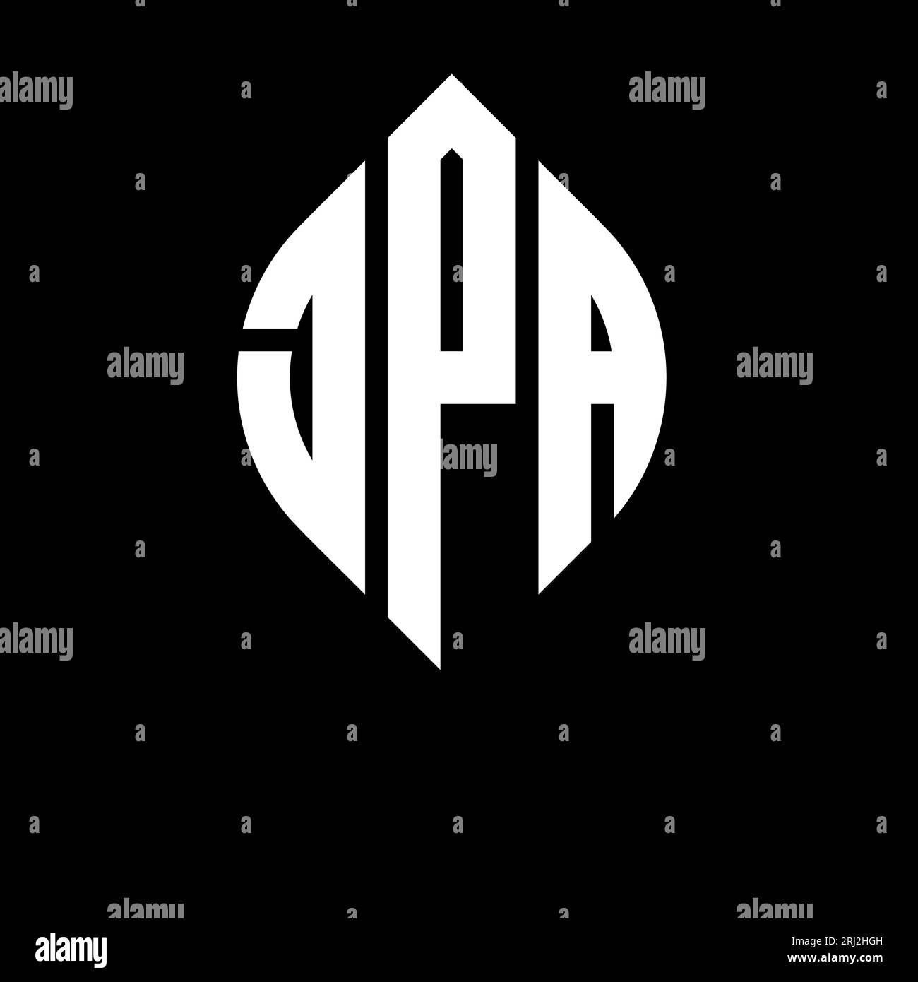 JPA-Logodesign mit kreisförmigem Buchstaben und Ellipsenform. JPA-Ellipsenbuchstaben im typografischen Stil. Die drei Initialen bilden ein kreisförmiges Logo. JPA-CI Stock Vektor