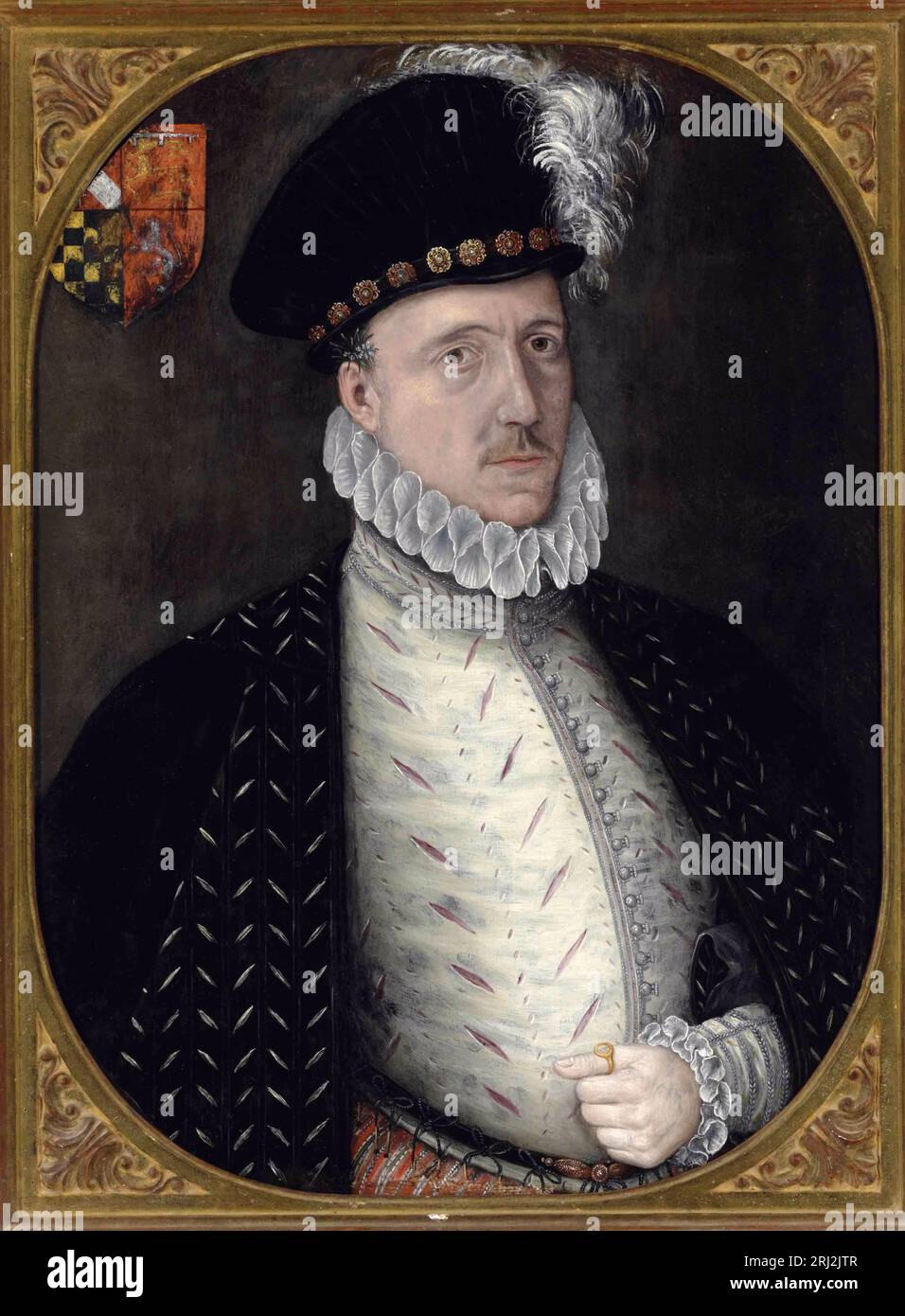 Charles Howard, 1. Earl of Nottingham, 2. Baron Howard of Effingham. Er war Lord High Admiral unter ElizabethI und als Kommandeur der englischen Streitkräfte während der Kämpfe gegen die spanische Armada und war hauptsächlich verantwortlich für den Sieg, der England vor der Invasion durch das spanische Reich rettete. Stockfoto