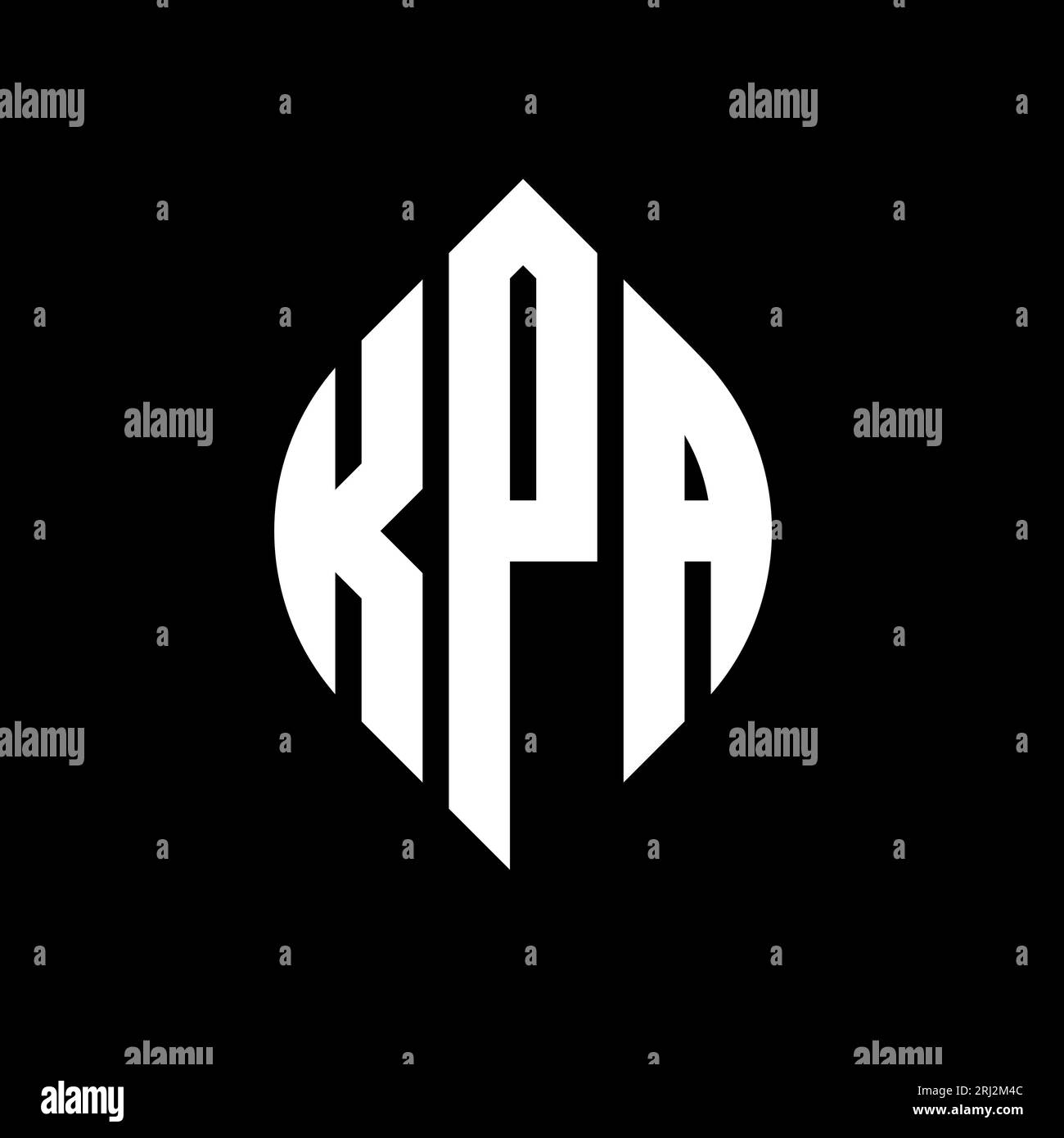 KPA-kreisförmiges Logo mit Kreis- und Ellipsenform. KPA-Ellipsenbuchstaben im typografischen Stil. Die drei Initialen bilden ein kreisförmiges Logo. KPA CI Stock Vektor