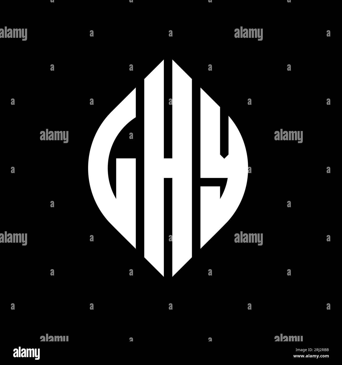 LHY kreisförmiges Logo mit Kreis- und Ellipsenform. LHY-Ellipsenbuchstaben im typografischen Stil. Die drei Initialen bilden ein kreisförmiges Logo. LHY CI Stock Vektor
