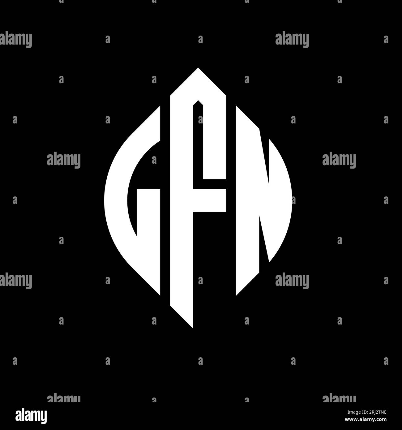 LFN-Logodesign mit kreisförmigem Buchstaben und Ellipsenform. LFN-Ellipsenbuchstaben im typografischen Stil. Die drei Initialen bilden ein kreisförmiges Logo. LFN CI Stock Vektor