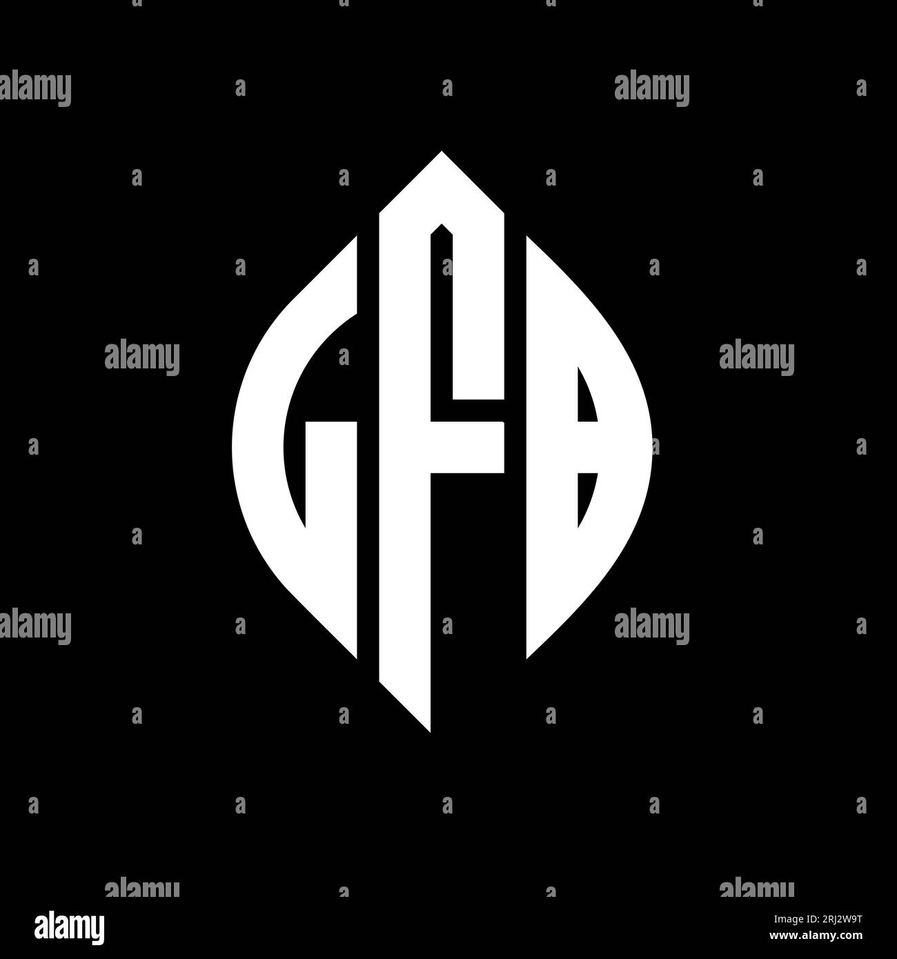 LFB kreisförmiges Logo mit Kreis- und Ellipsenform. LFB-Ellipsenbuchstaben im typografischen Stil. Die drei Initialen bilden ein kreisförmiges Logo. LFB CI Stock Vektor