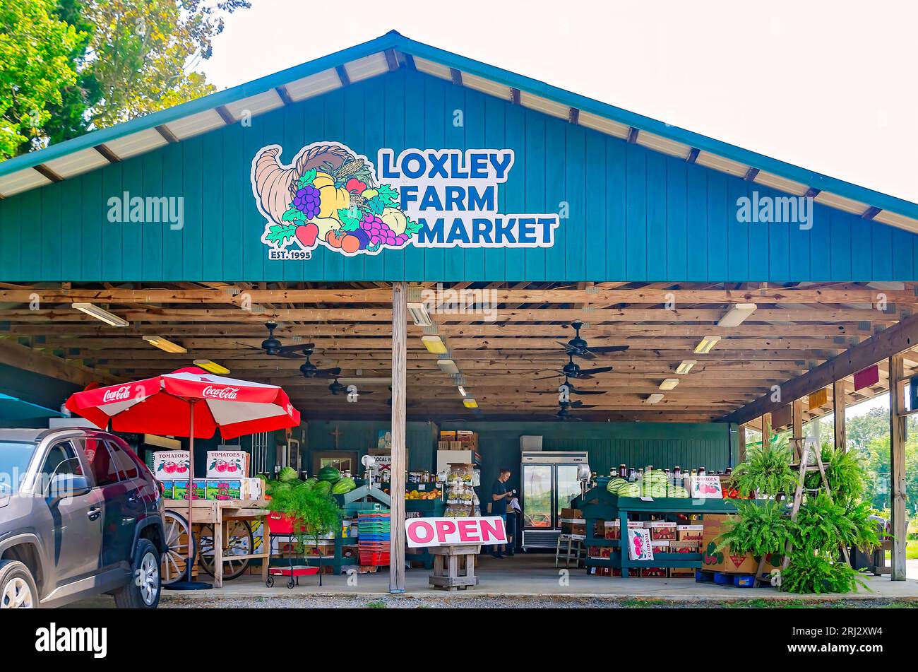 Der Loxley Farm Market befindet sich am 19. August 2023 in Loxley, Alabama. Der Familienmarkt wurde 1995 eröffnet. Stockfoto