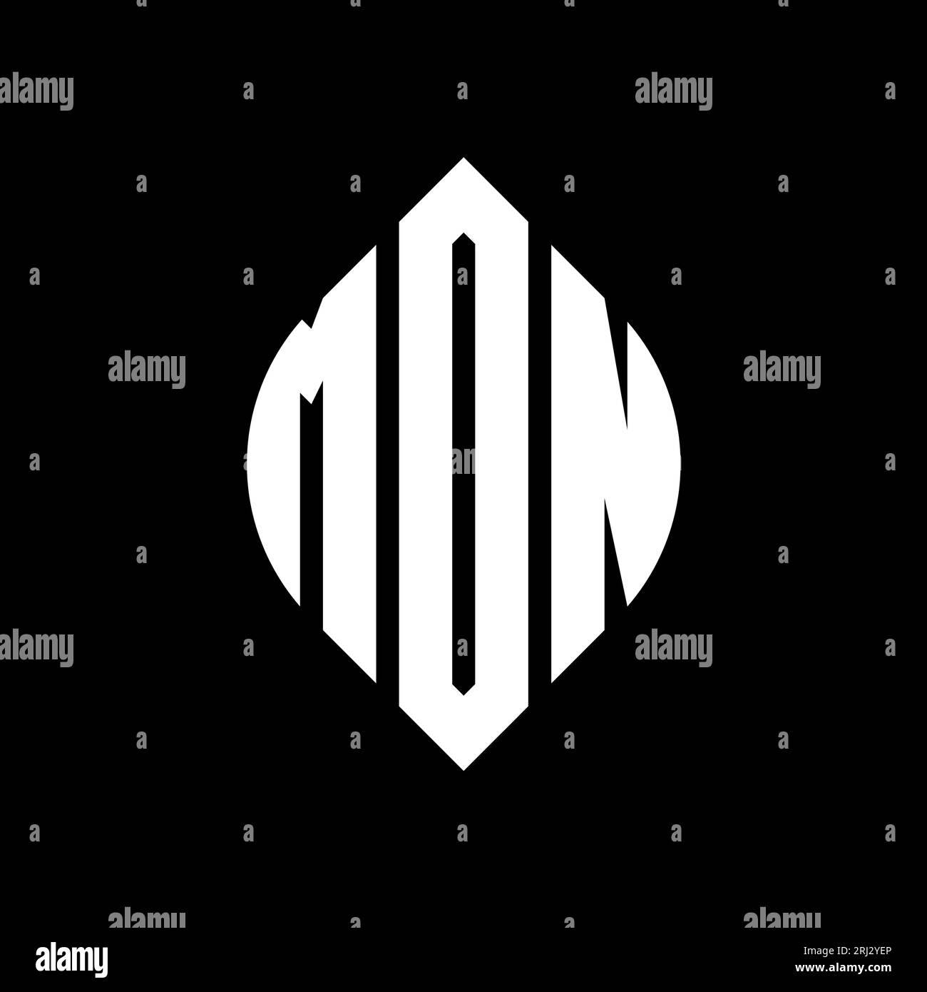 MDN-Logodesign mit kreisförmigem Buchstaben und Ellipsenform. MDN-Ellipsenbuchstaben im typografischen Stil. Die drei Initialen bilden ein kreisförmiges Logo. MDN-CI Stock Vektor