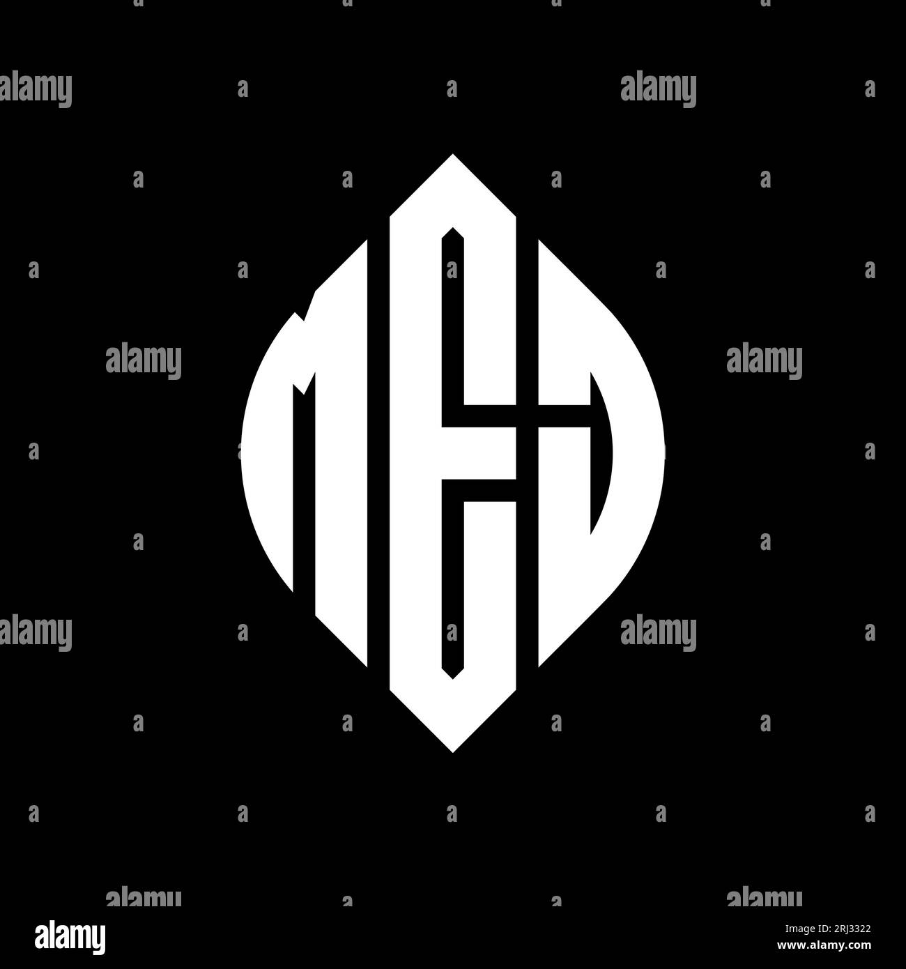 MEJ-Logodesign mit kreisförmigem Buchstaben und Ellipsenform. MEJ-Ellipsenbuchstaben im typografischen Stil. Die drei Initialen bilden ein kreisförmiges Logo. MEJ CI Stock Vektor
