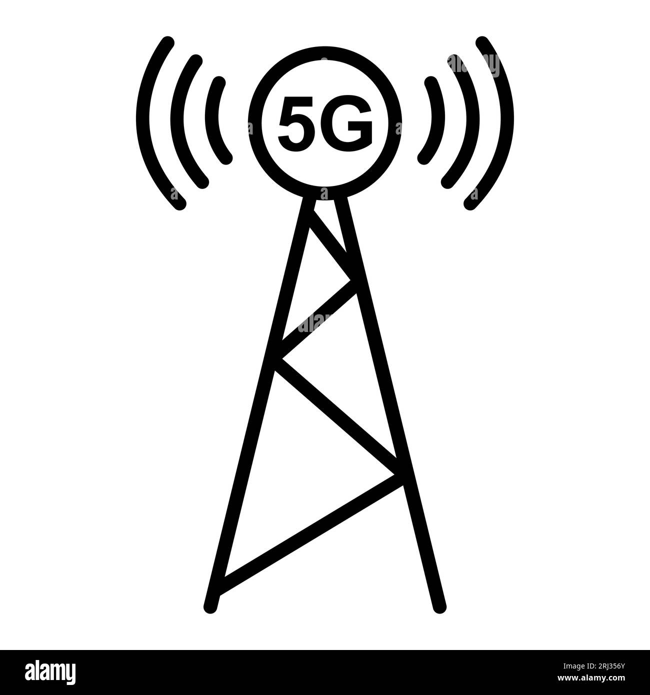 Signalturm-Symbol, Wireless-Technologie-Netzwerkschild, Vektordarstellung des Antennenwellenfunks. Stock Vektor