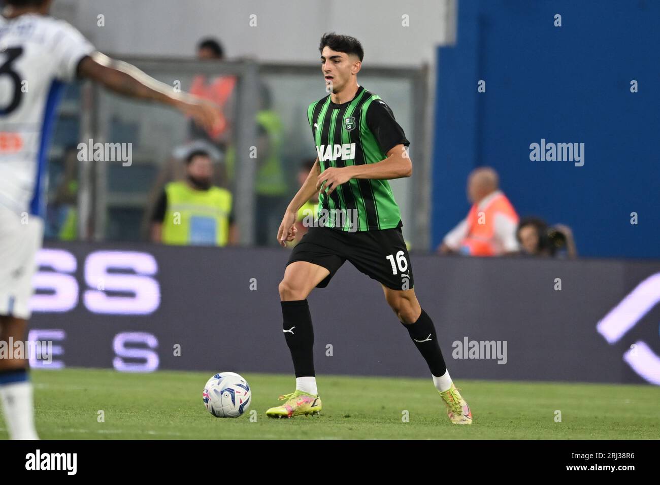 Kevin Miranda (Sassuolo) während des italienischen Spiels der Serie A zwischen Sassuolo 0-2 Atalanta im Mapei Stadium am 20. August 2023 in Reggio Emilia, Italien. Kredit: Maurizio Borsari/AFLO/Alamy Live News Stockfoto