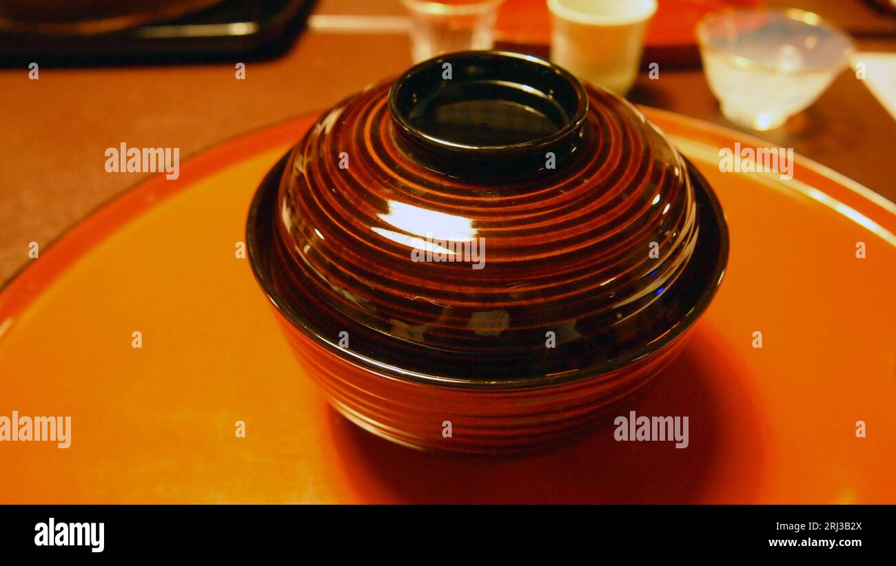 Traditionelles japanisches Essen (Kaiseki) in Kyoto Stockfoto