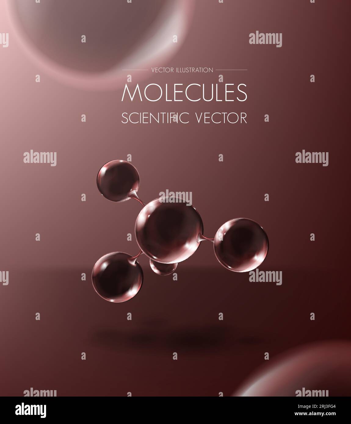 Glasmolekül-Atom-Modellplakat. Reflektierende und refraktive abstrakte Moleküle. Stock Vektor