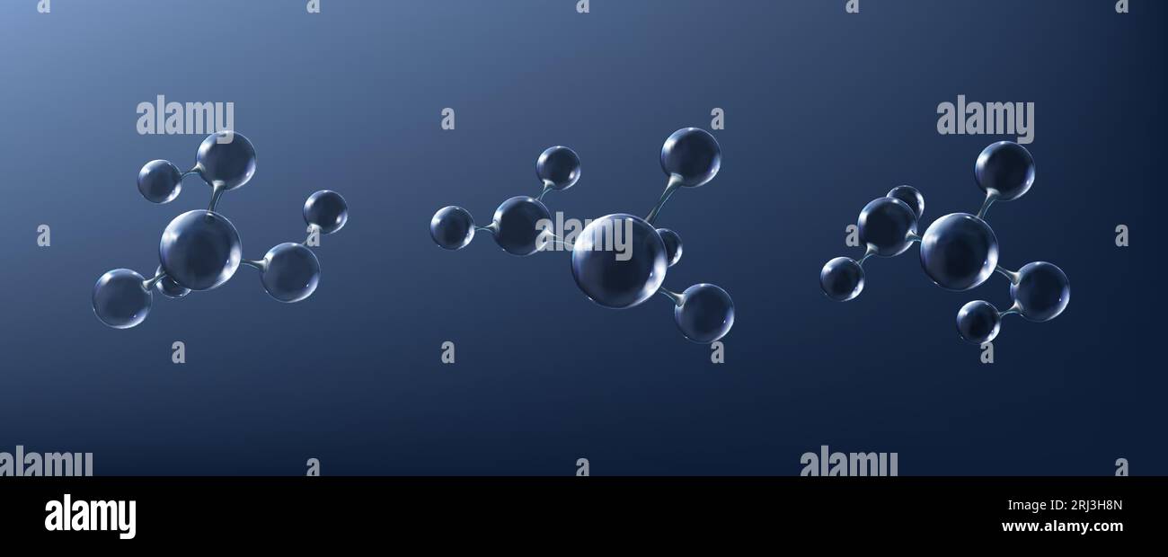 Glasmolekül, Atom, Partikelsatz. Reflektierende und refraktive abstrakte Moleküle Stock Vektor
