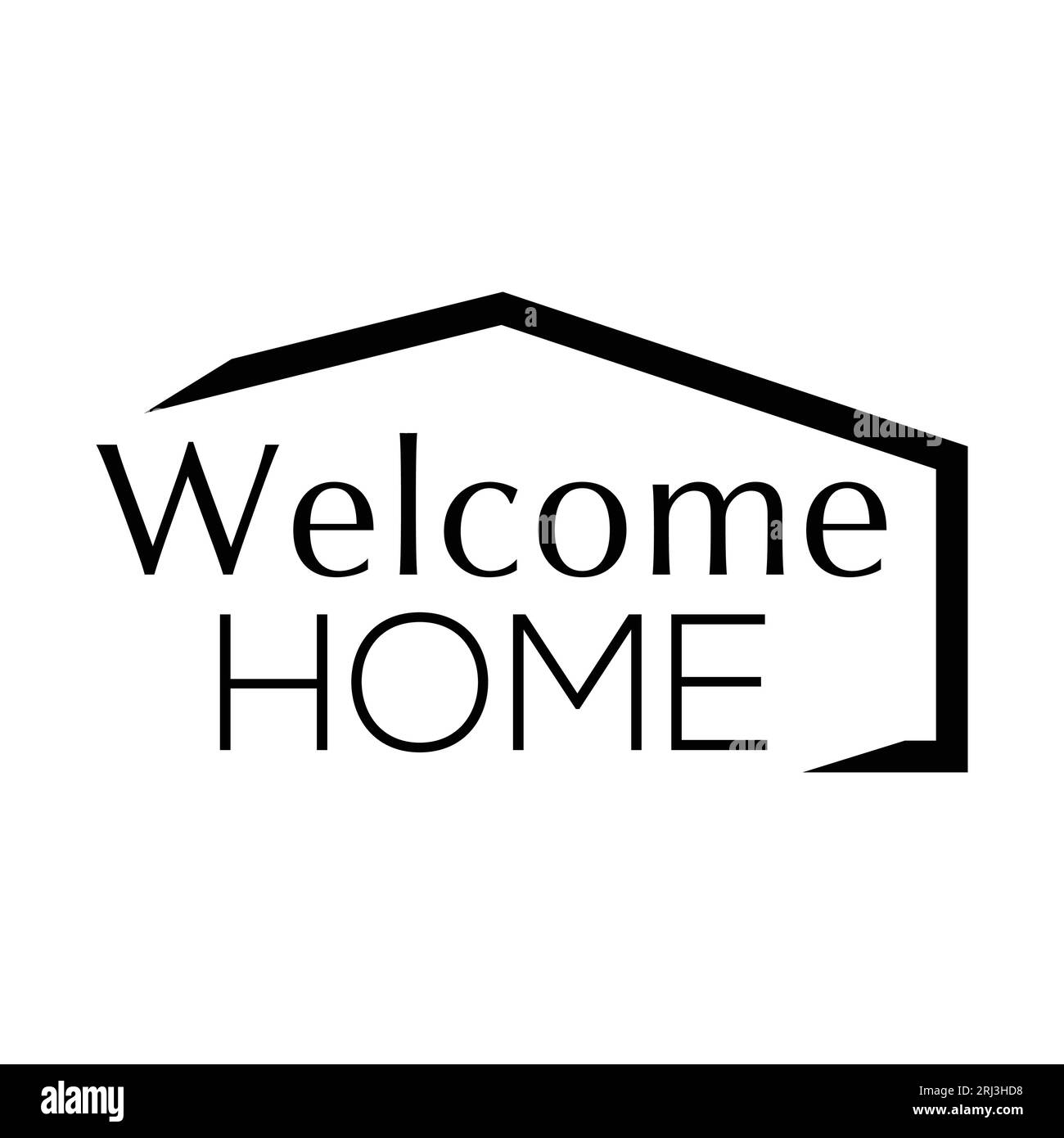 Design-Vorlage für Willkommenslogo. Willkommen zu Hause mit Haus-Ikone, flaches Design Stock Vektor