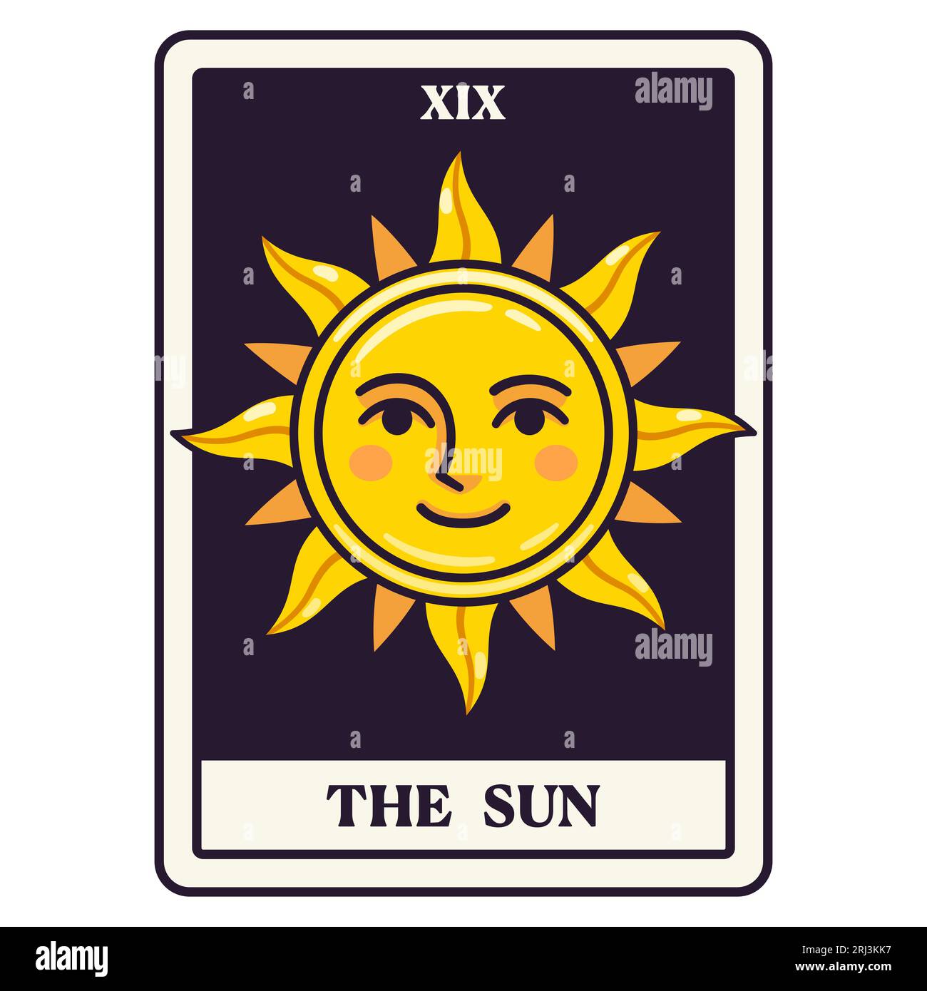 Die Sun-Tarot-Karte im schlichten modernen Cartoon-Stil. Vektor-Clip-Art-Illustration. Stock Vektor