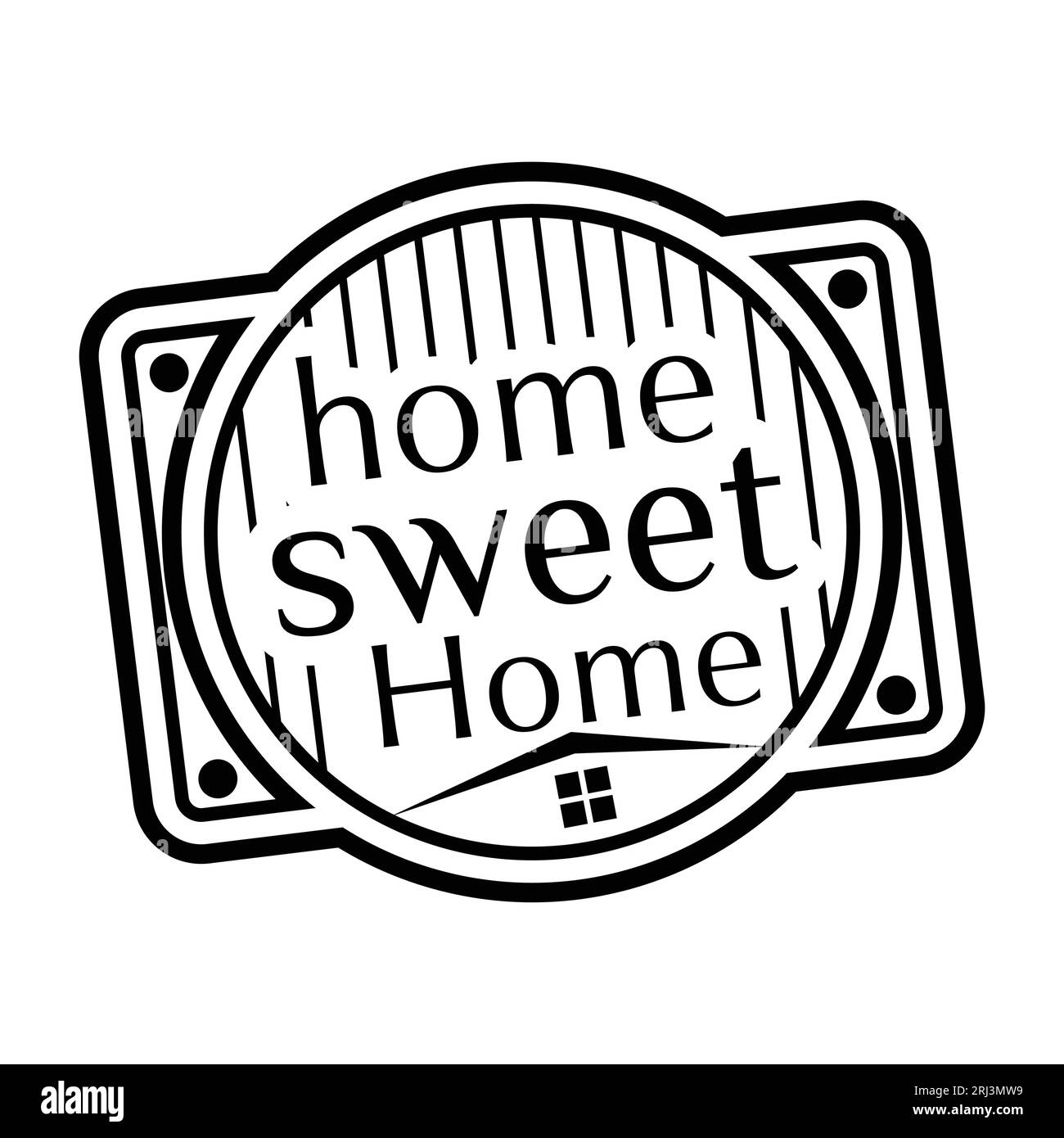 Home Sweet Home Gummistempel. Grunge-Design mit Staubkratzern. Die Effekte lassen sich leicht entfernen und sorgen so für ein klares, klares Aussehen. Die Farbe lässt sich leicht ändern. Stock Vektor