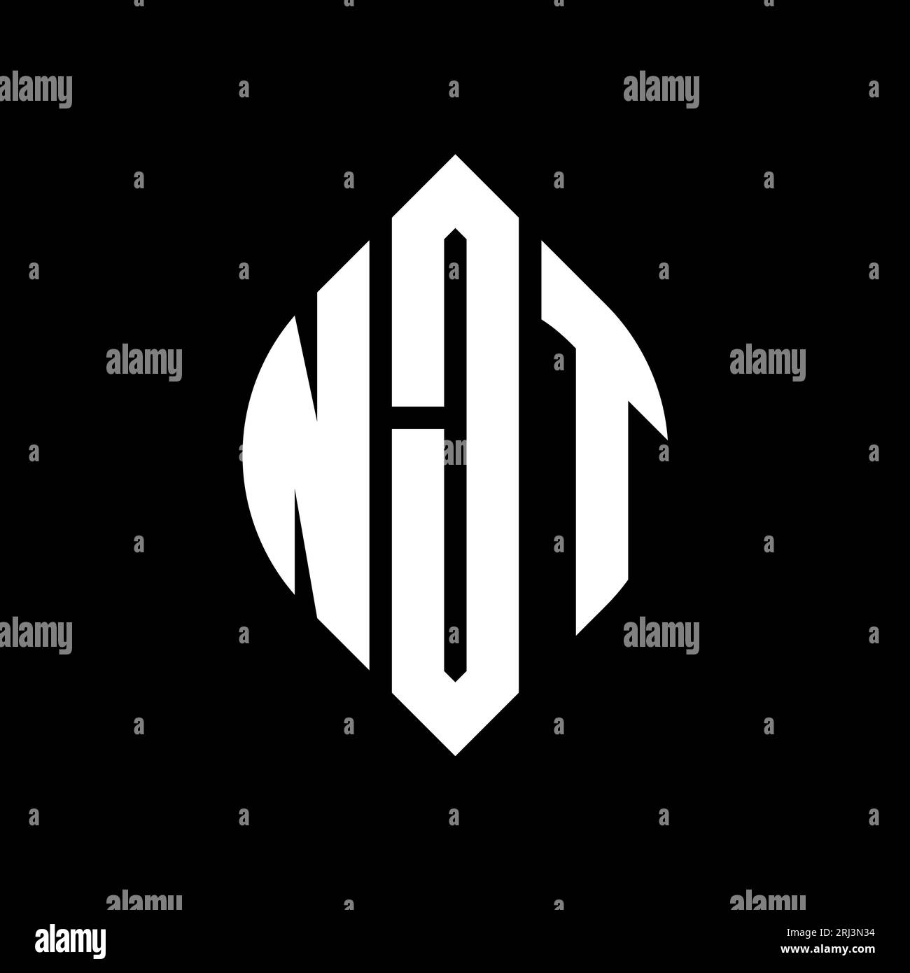 NJT-Logodesign mit kreisförmigem Buchstaben und Ellipsenform. NJT-Ellipsenbuchstaben im typografischen Stil. Die drei Initialen bilden ein kreisförmiges Logo. NJT CI Stock Vektor