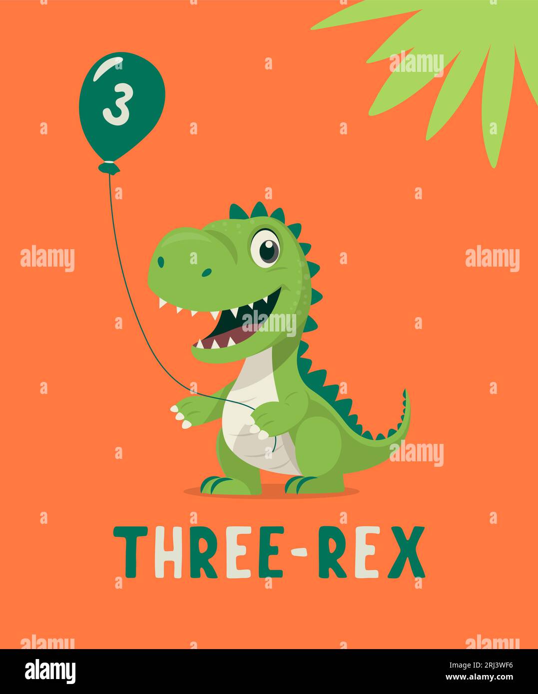 Dinosaurier Tirannosaur Drei Rex. Cartoon Tirex. Geburtstagskarte für ein Kind für drei Jahre. Vektor hübsch und lustig Cartoon Hand gezeichnet Dinosaurier Stock Vektor