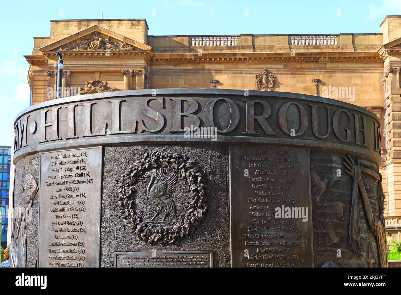 Hillsborough Memorial Monument, to the 96, Tom Murphy, St John's Gardens, Old Haymarket, Liverpool, Merseyside, England, UK, L1 6ER Stockfoto