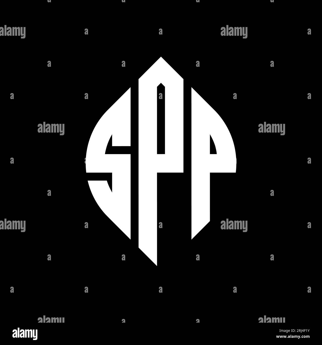 SPP-Logodesign mit kreisförmigem Buchstaben und Ellipsenform. SPP-Ellipsenbuchstaben im typografischen Stil. Die drei Initialen bilden ein kreisförmiges Logo. SPP CI Stock Vektor