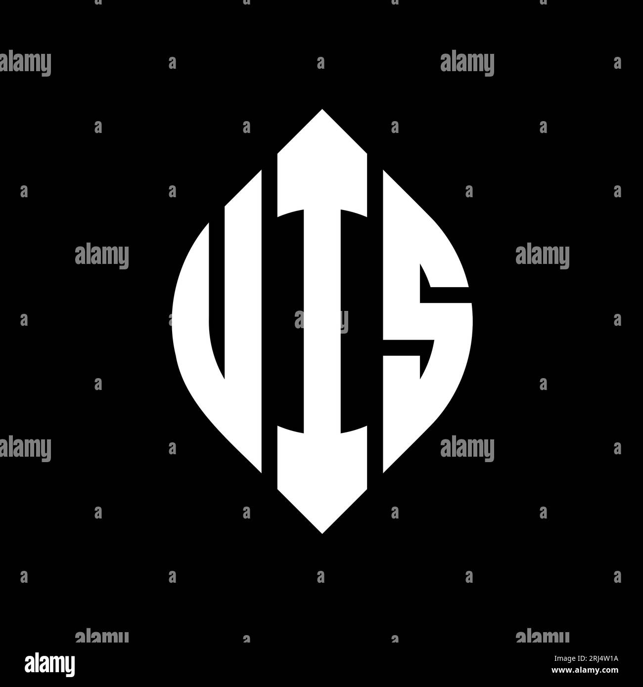 UTS kreisförmiges Logo mit Kreis- und Ellipsenform. UTS-Ellipsenbuchstaben im typografischen Stil. Die drei Initialen bilden ein kreisförmiges Logo. UTS-CI Stock Vektor