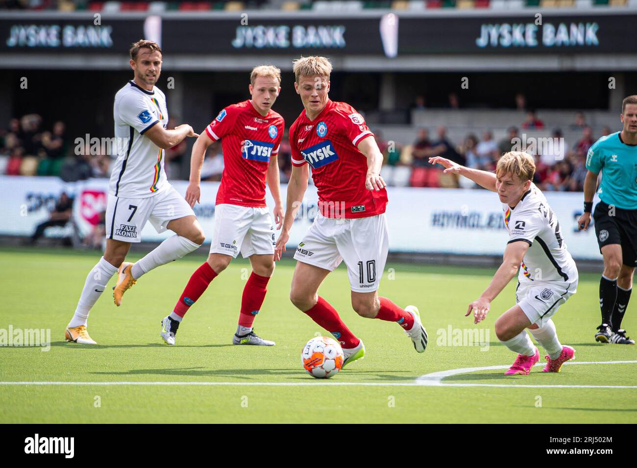 Silkeborg, Dänemark. August 2023. Soren Tengstedt (10) von Silkeborg, WENN er während des 3F Superliga-Spiels zwischen Silkeborg IF und FC Nordsjaelland im Jysk Park in Silkeborg gesehen wird. (Foto: Gonzales Photo/Alamy Live News Stockfoto